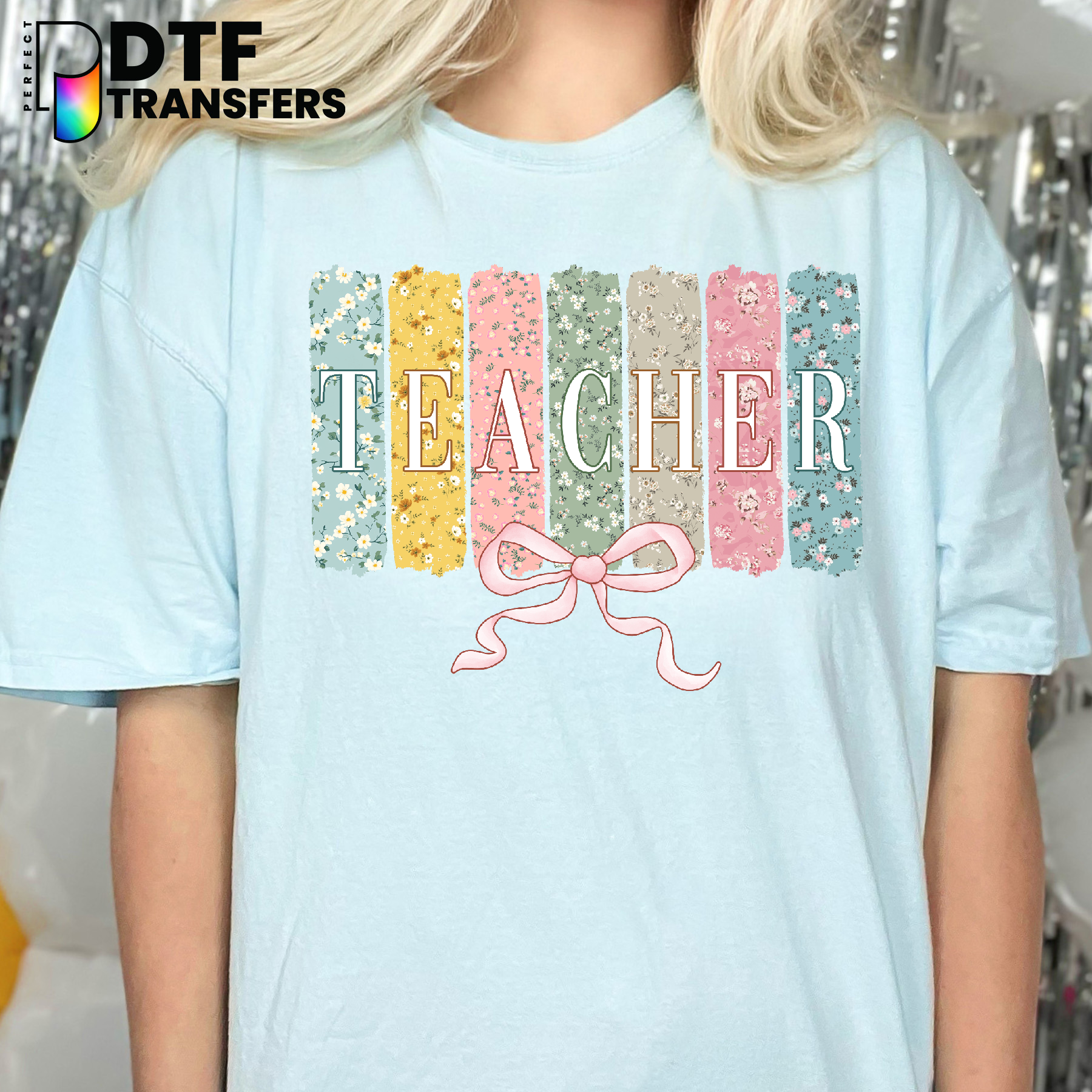Teacher Floral Bow – Teacher DTF Transfer