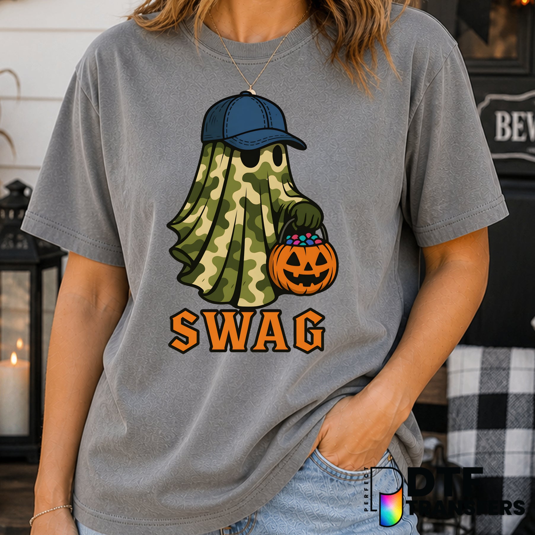 Camo Ghost Halloween Swag – Halloween DTF Transfer