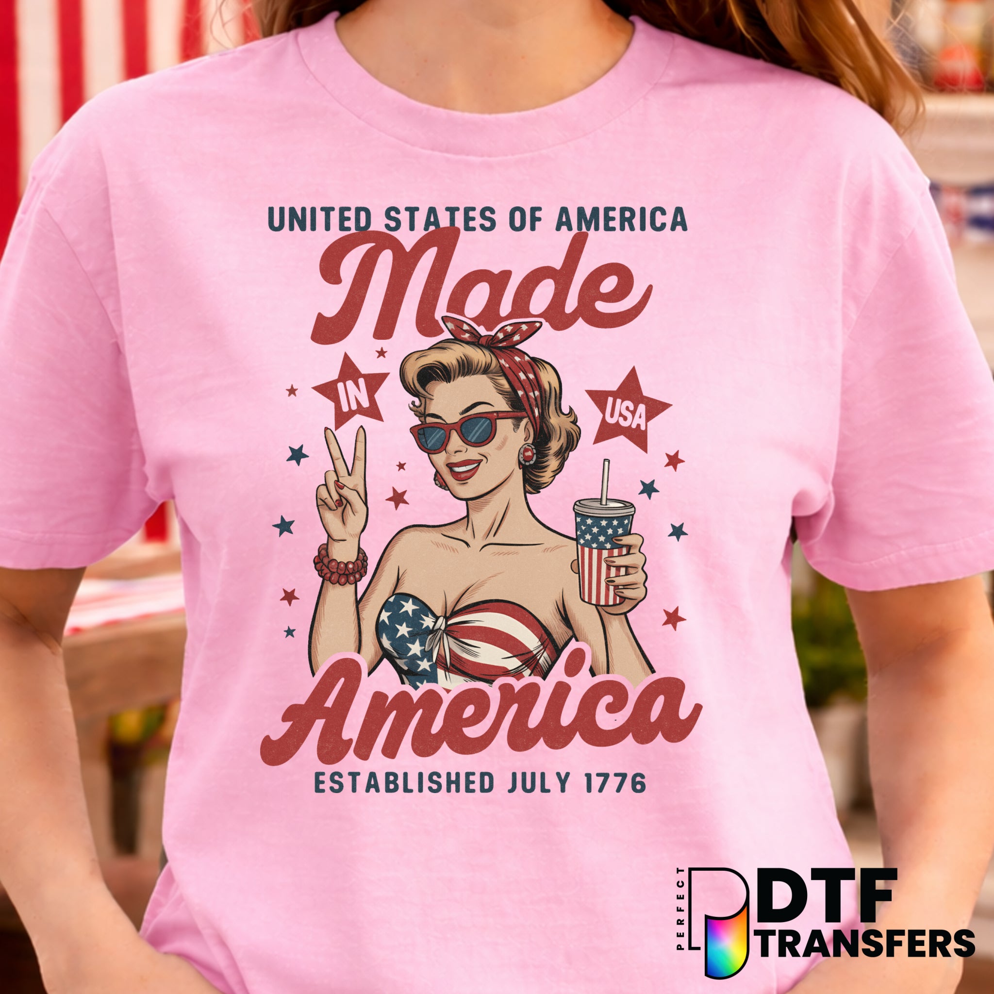 Made in America Pin-Up – Fourth of July DTF Transfer