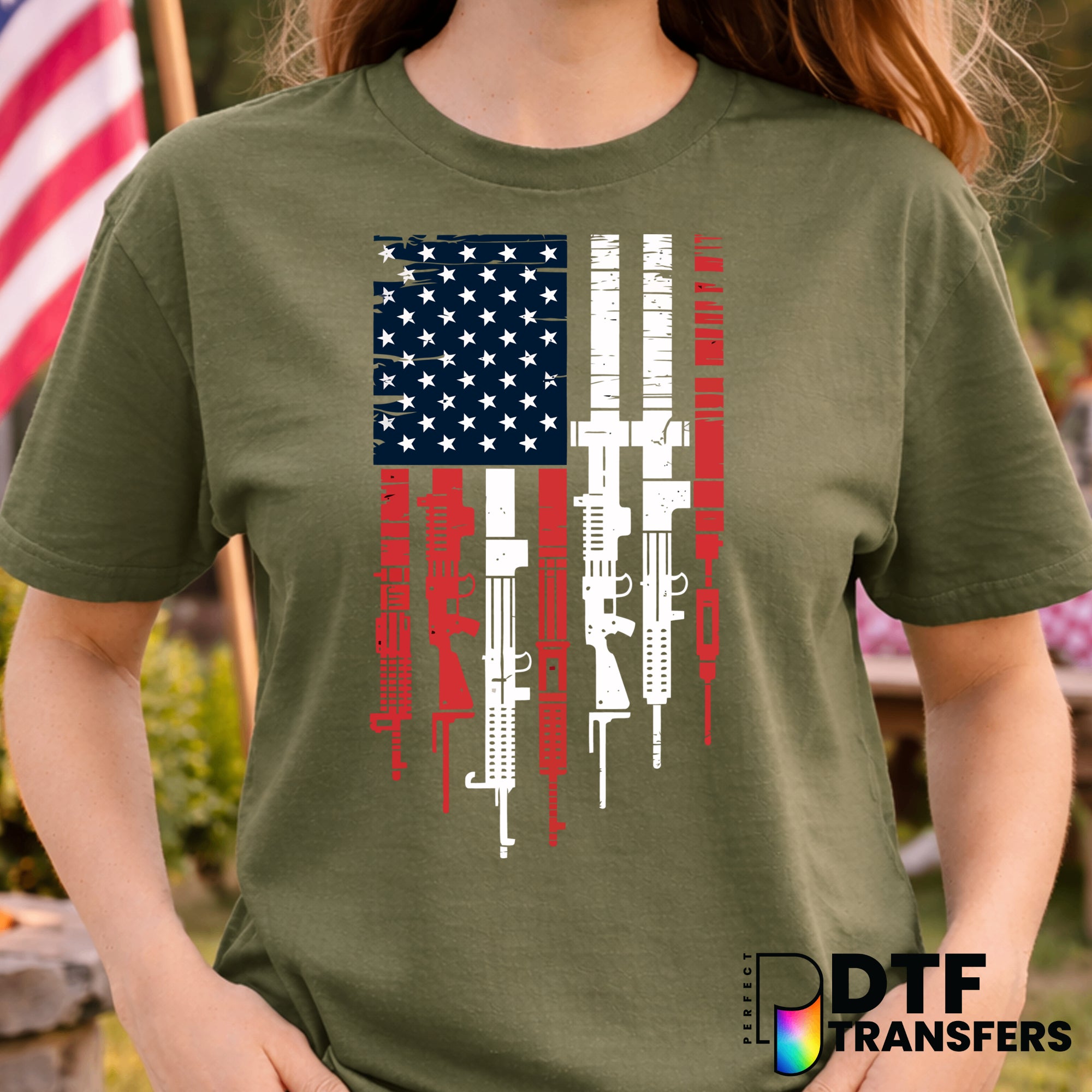 USA America Guns Flag Retro – Fourth of July DTF Transfer