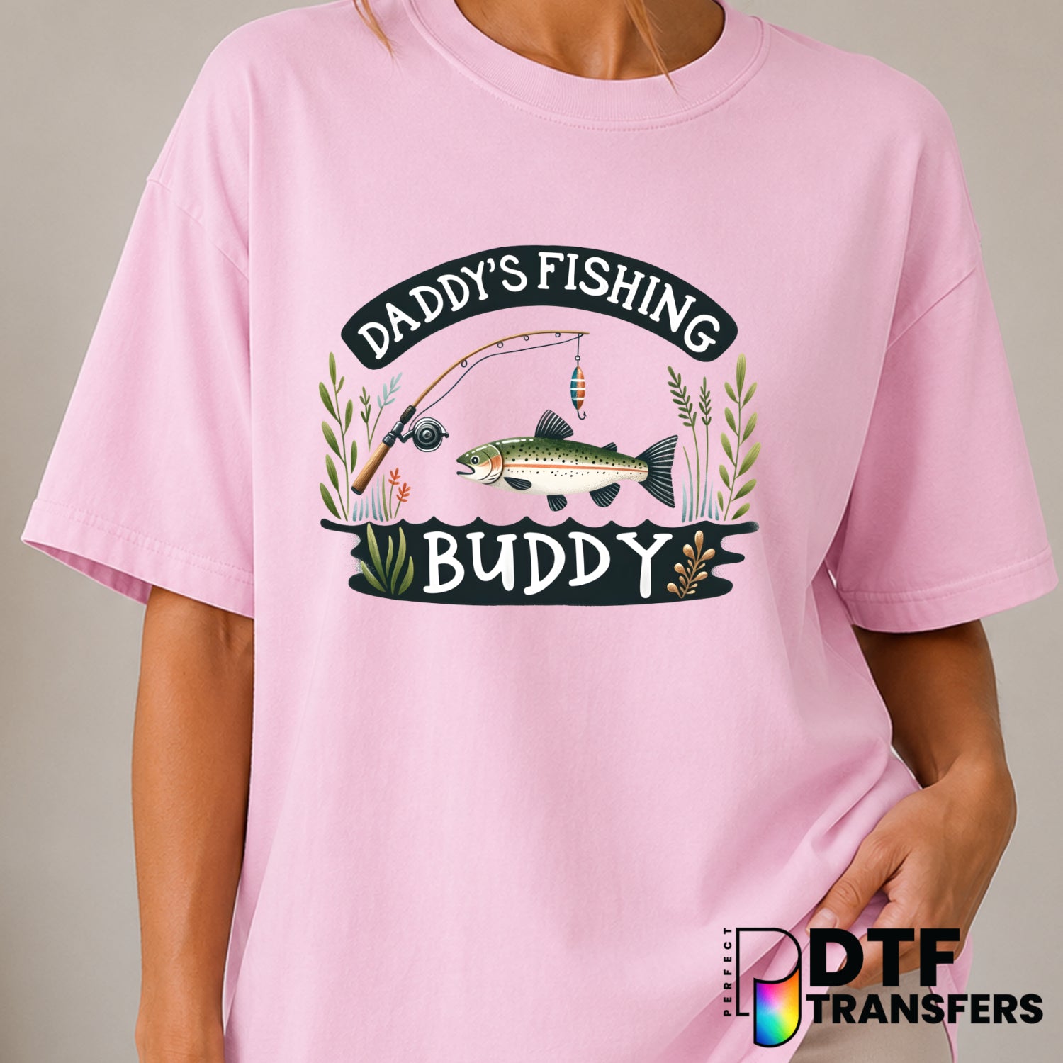 Daddy's Fishing Buddy – Fishing DTF Transfer (view 1 of 2) – by Perfect DTF Transfers – Premade DTF Transfers – Fishing, O...