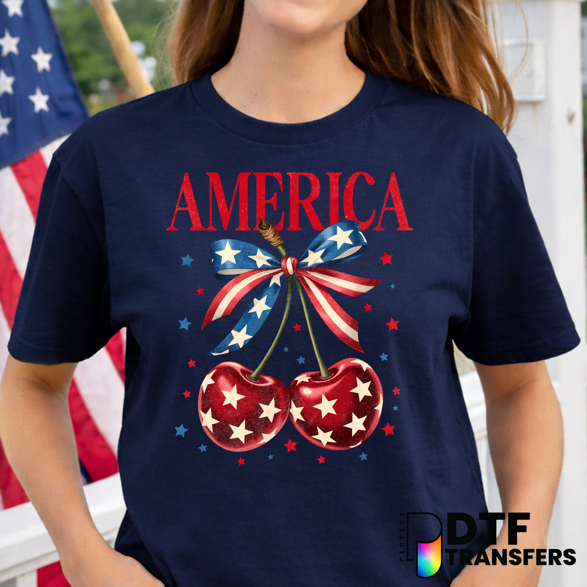 America Cherries Coquette Stars – Fourth of July DTF Transfer