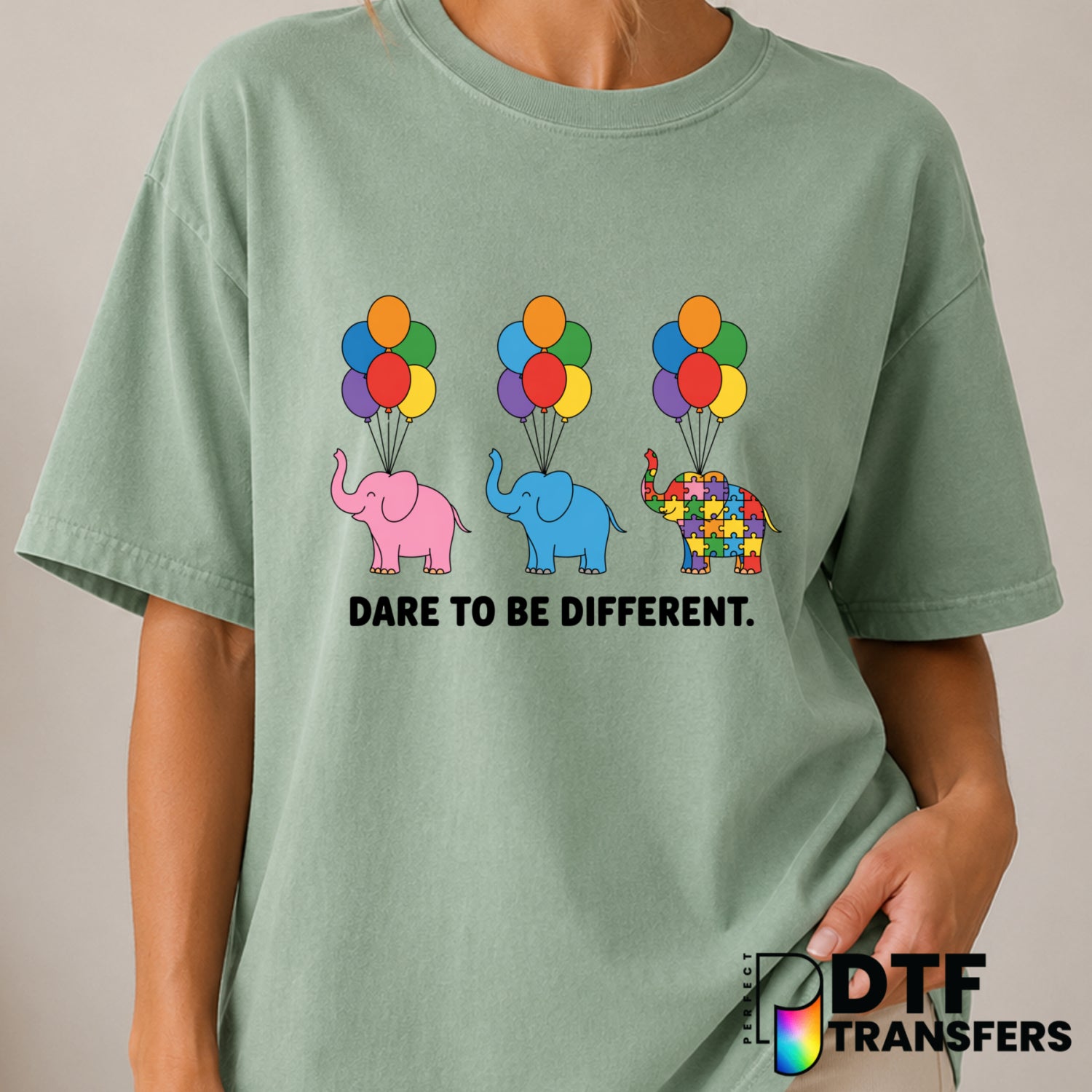 DARE TO BE DIFFERENT NEURODIVERSITY AUTISM AWARENESS – DTF Transfer (view 2 of 2) – by Perfect DTF Transfers – Premade DTF...