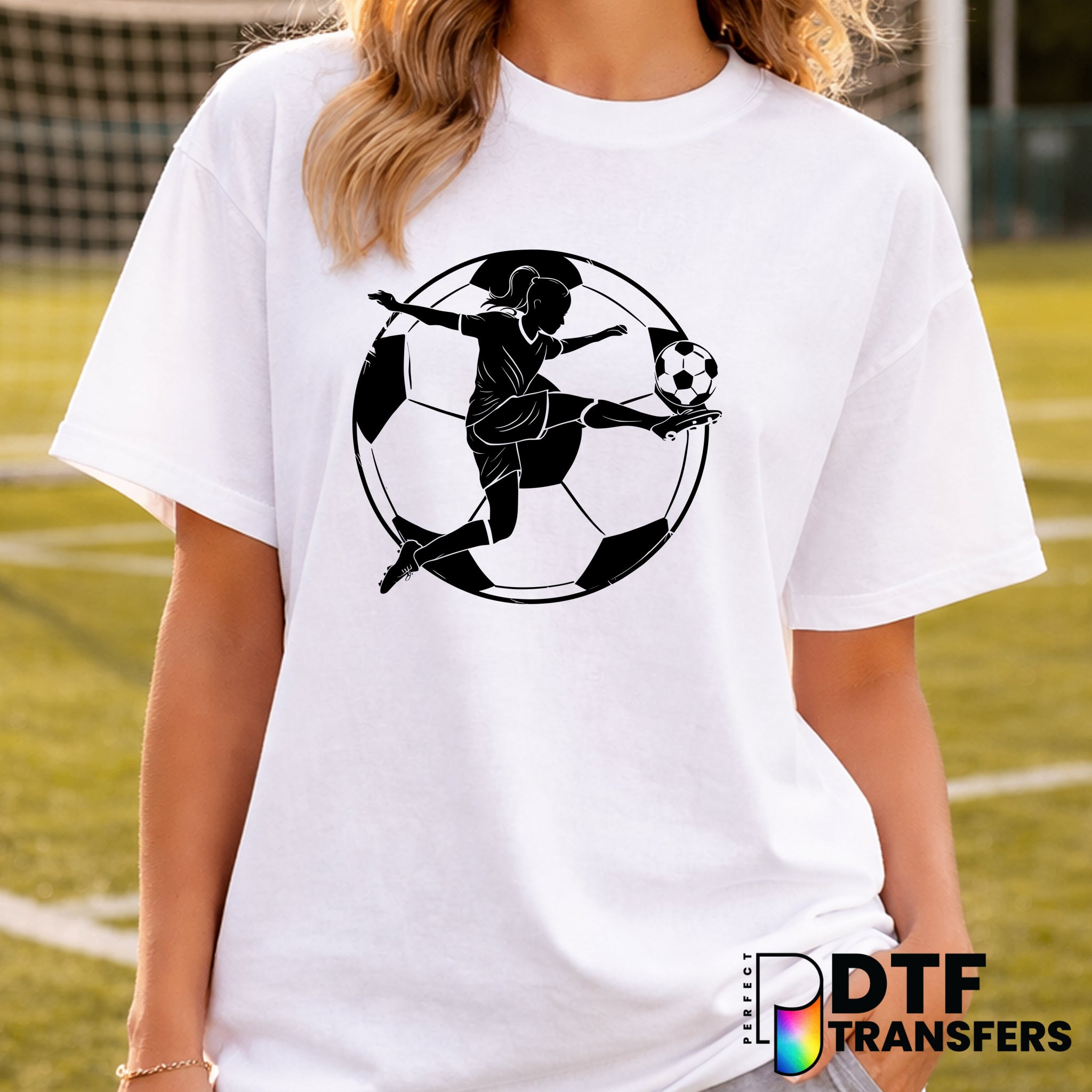 Soccer Girl Kicking – Soccer DTF Transfer