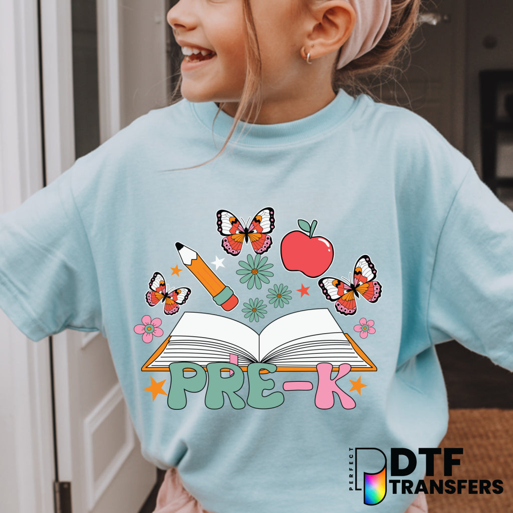 Pre-K Groovy Butterflies & Flowers – Teacher DTF Transfer