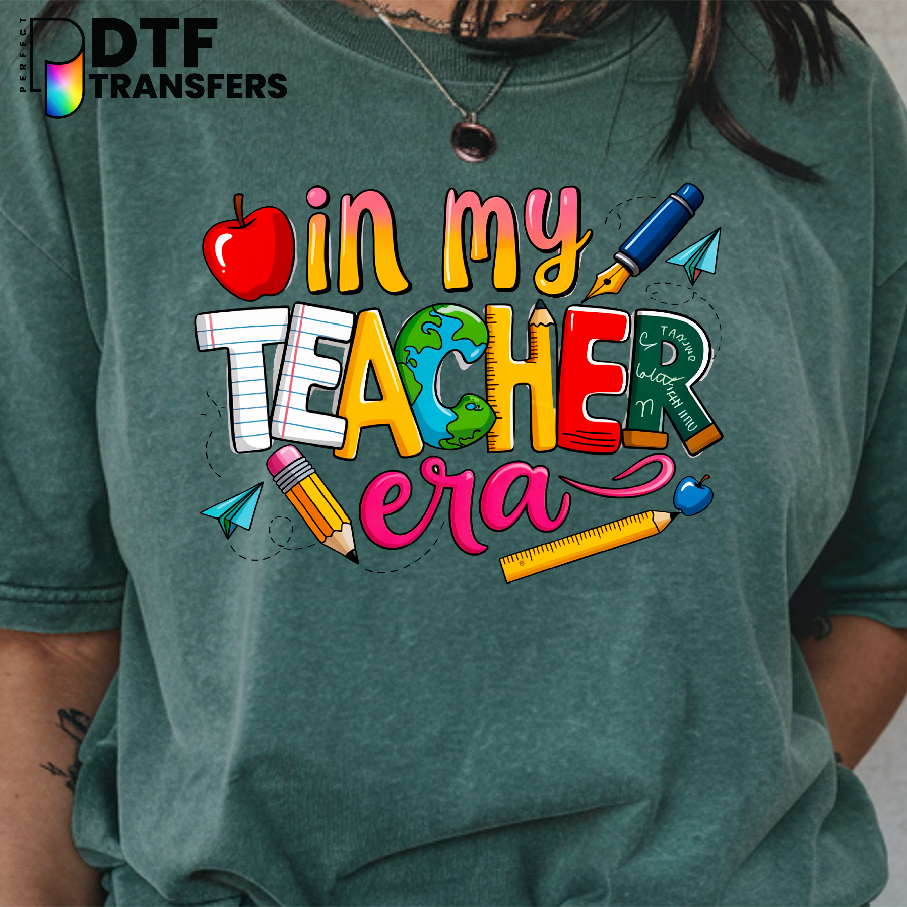 Apple In My Teacher Era – Teacher DTF Transfer