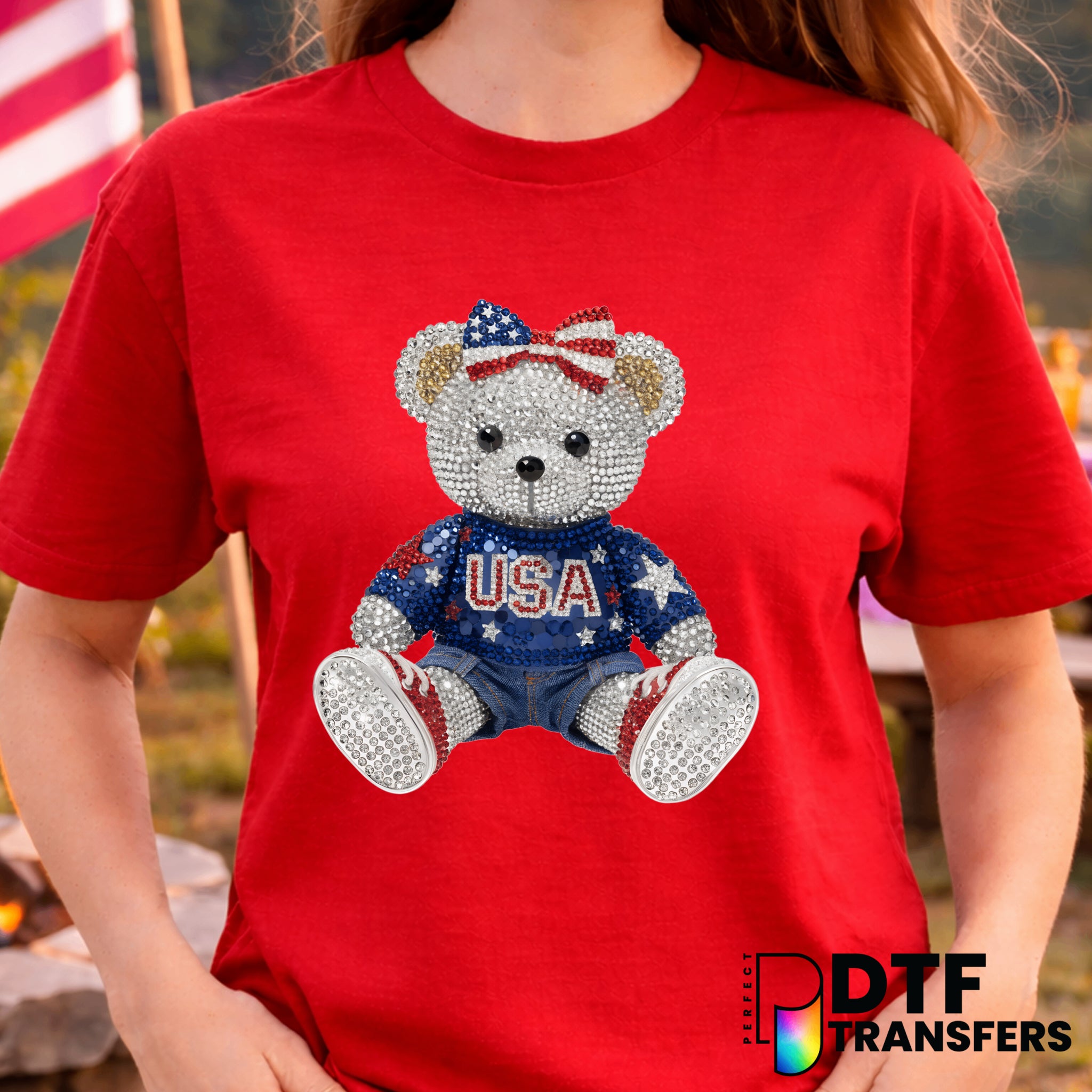 USA Teddy Bear – Fourth of July DTF Transfer
