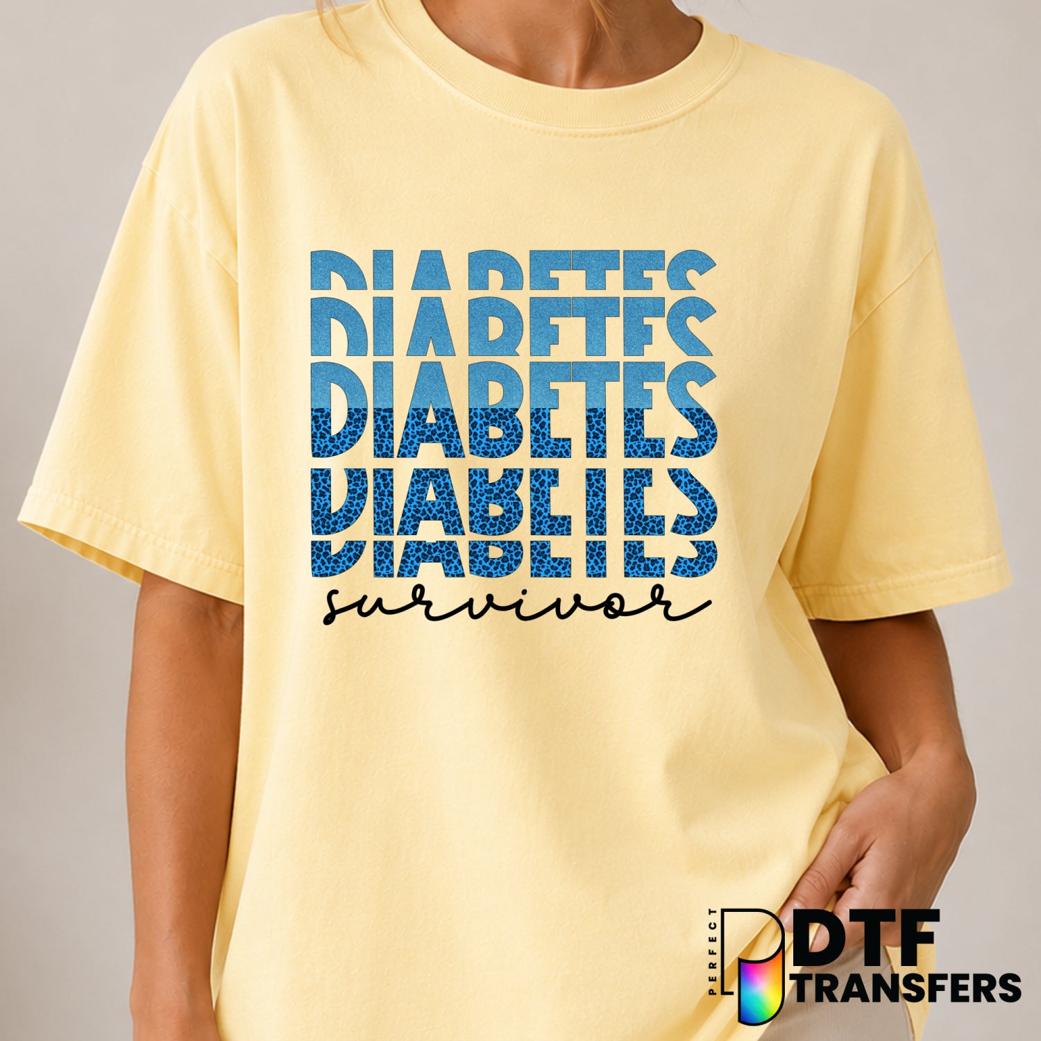 Diabetes Survivor – Diabetes Awareness DTF Transfer (view 1 of 2) – by Perfect DTF Transfers – Premade DTF Transfers – Dia...
