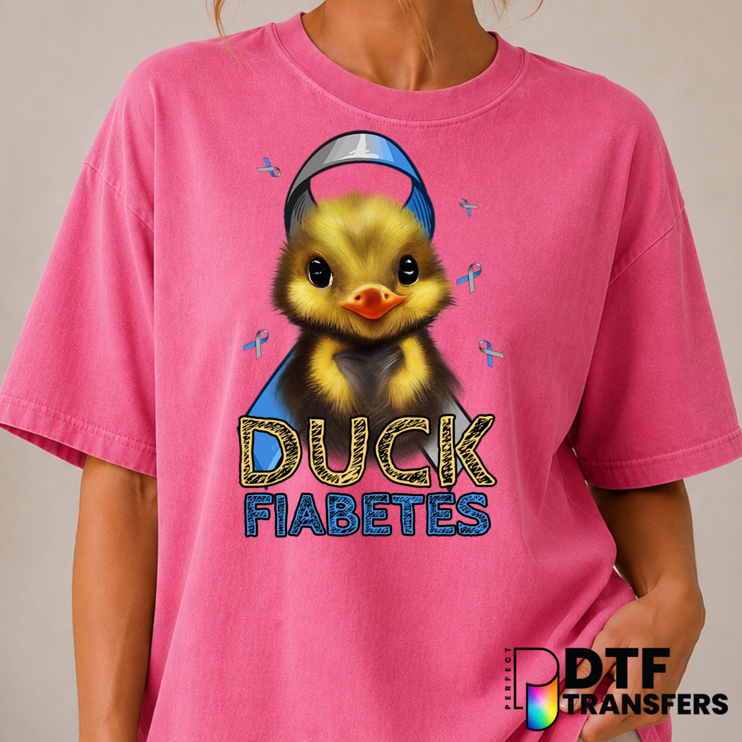 Duck Fiabetes – Diabetes Awareness DTF Transfer (view 2 of 2) – by Perfect DTF Transfers – Premade DTF Transfers – Diabete...