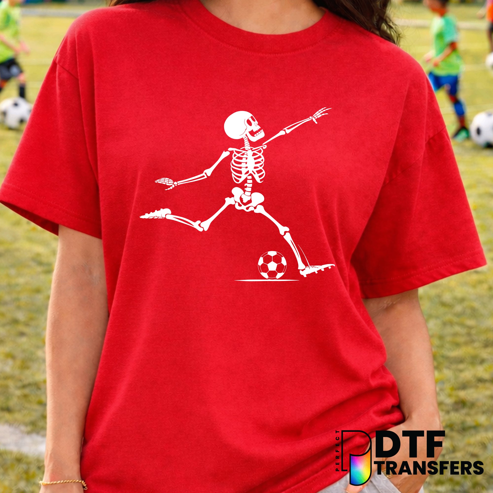 Skeleton Kicking Soccer Ball – Soccer DTF Transfer