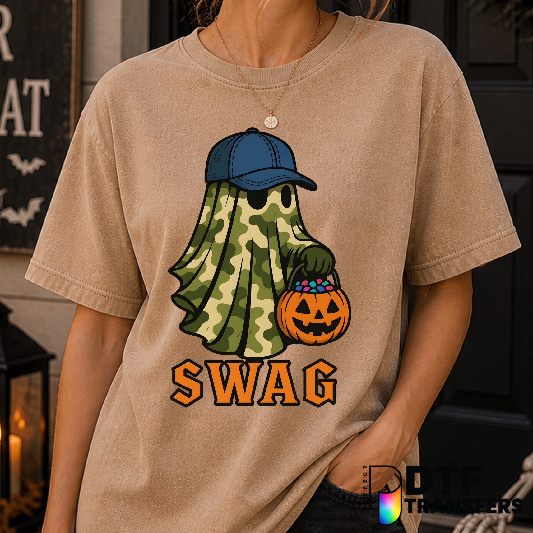 Camo Ghost Halloween Swag – Halloween DTF Transfer
