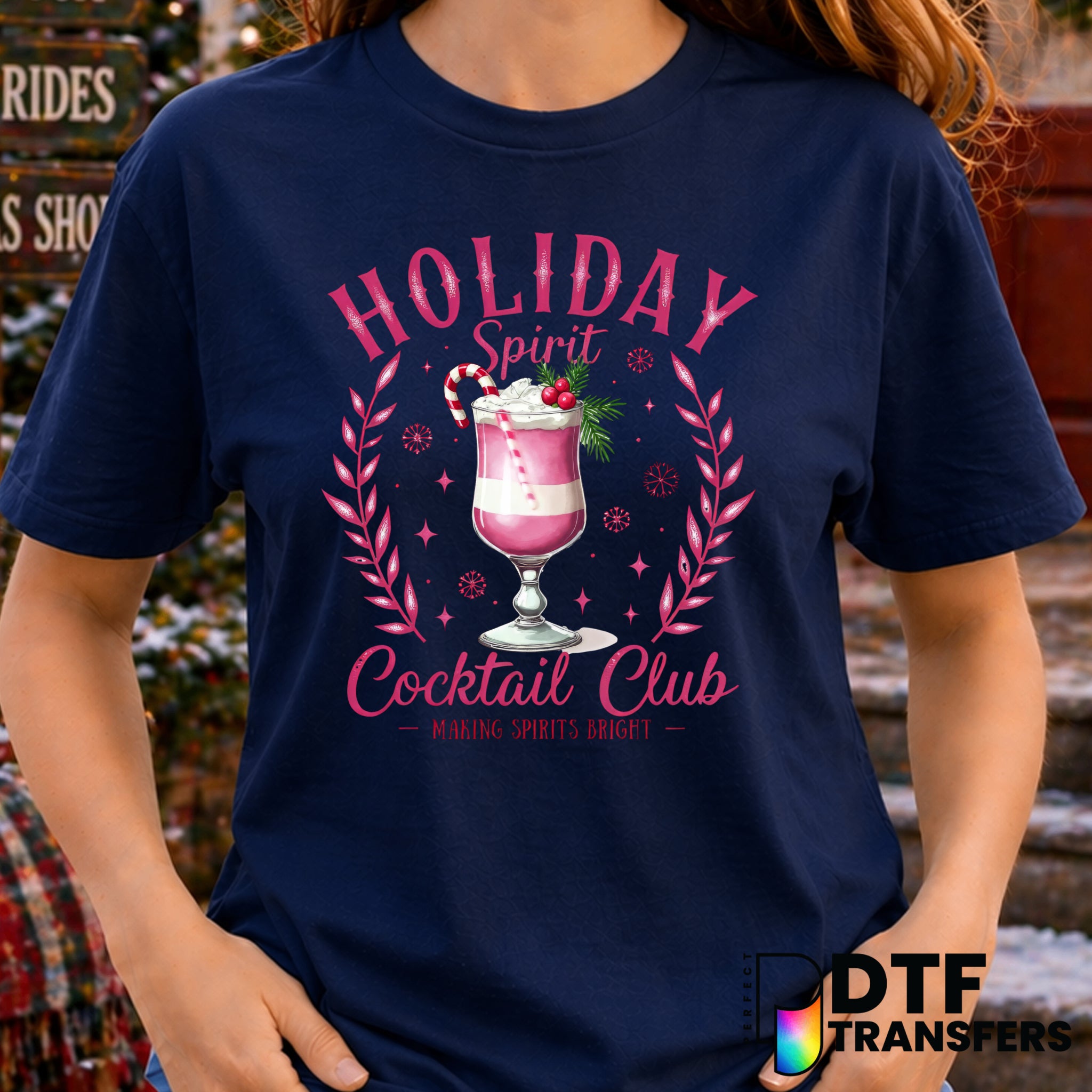 Holiday Spirit Cocktail Club – Christmas DTF Transfer