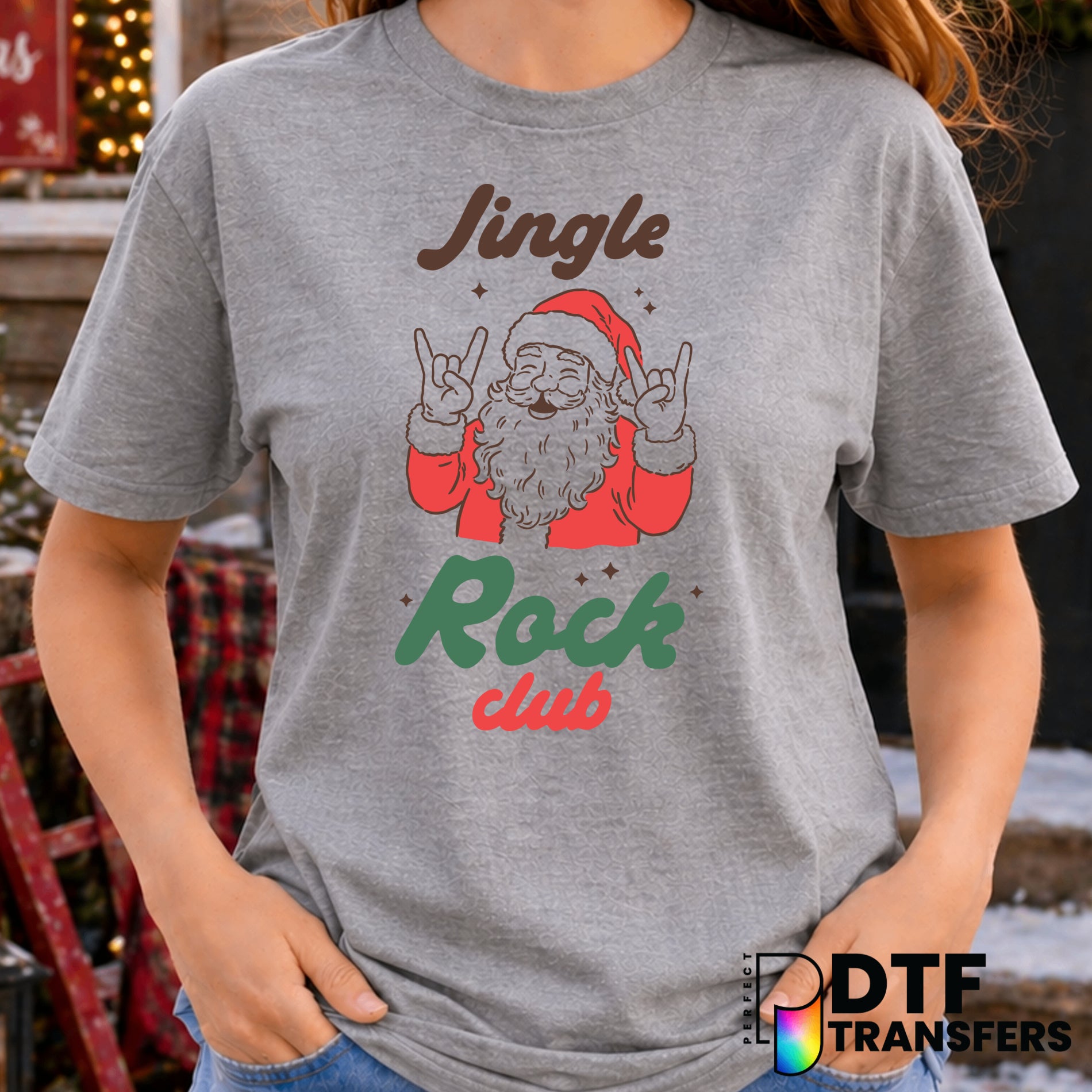 Jingle Rock Club Funny Christmas Santa Glitter – Christmas DTF Transfer