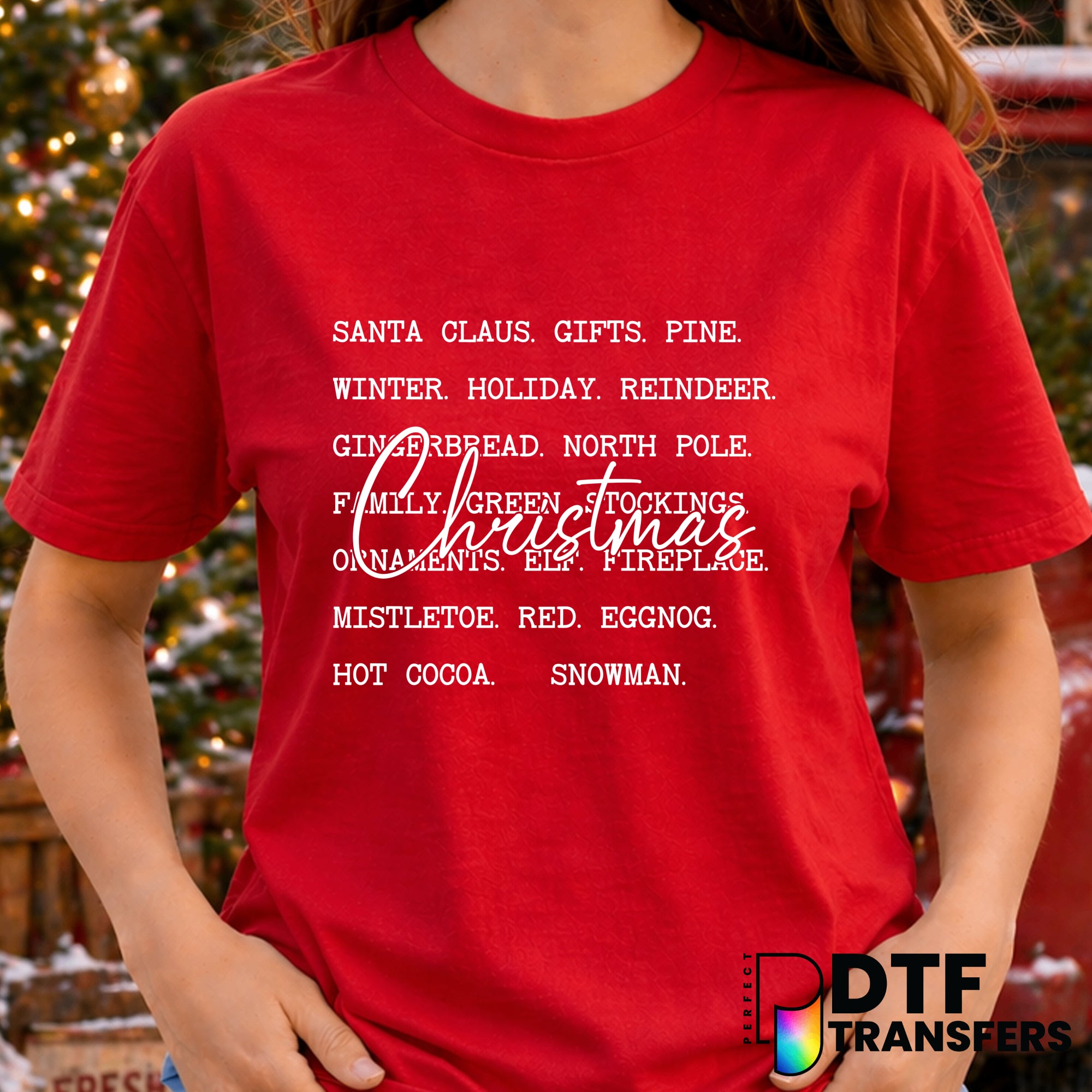 Retro Holiday Text Stack Christmas – DTF Transfer