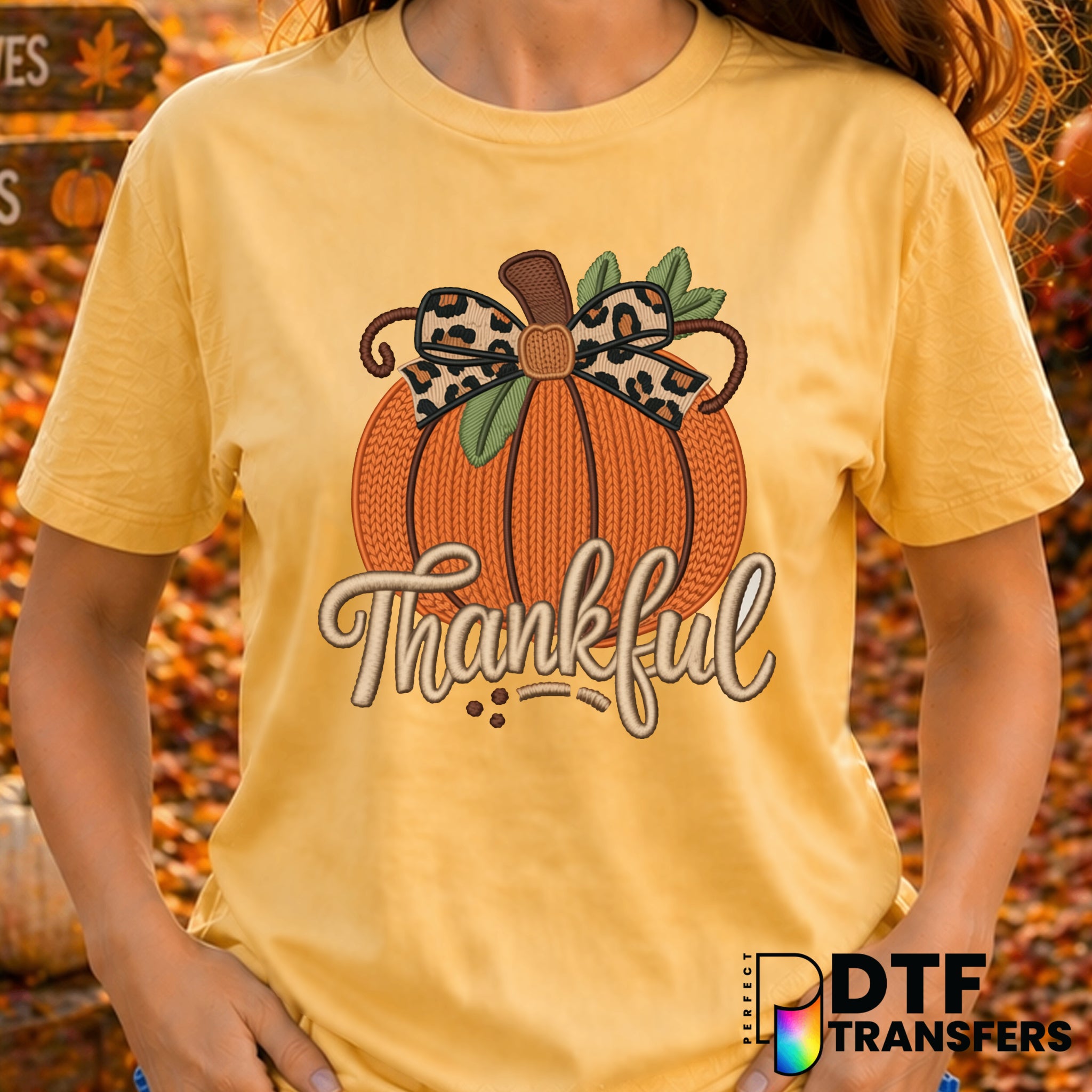 Preppy Leopard Pumpkin – Thanksgiving DTF Transfer