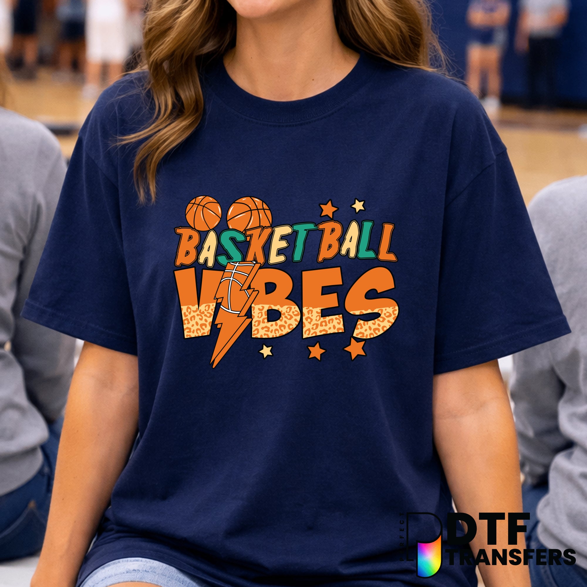 Retro Leopard Basketball Lightning Bolt – DTF Transfer