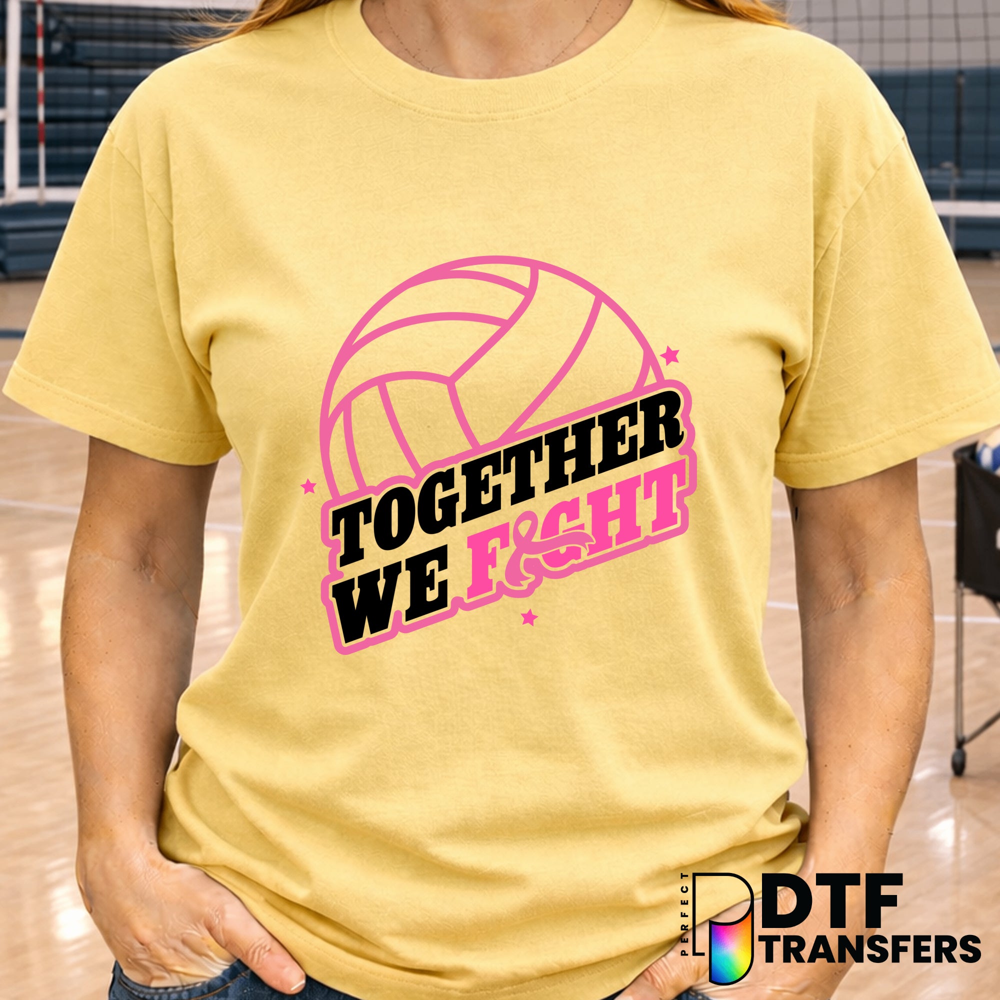 Together We Fight Breast Cancer Awareness – Volleyball DTF Transfer