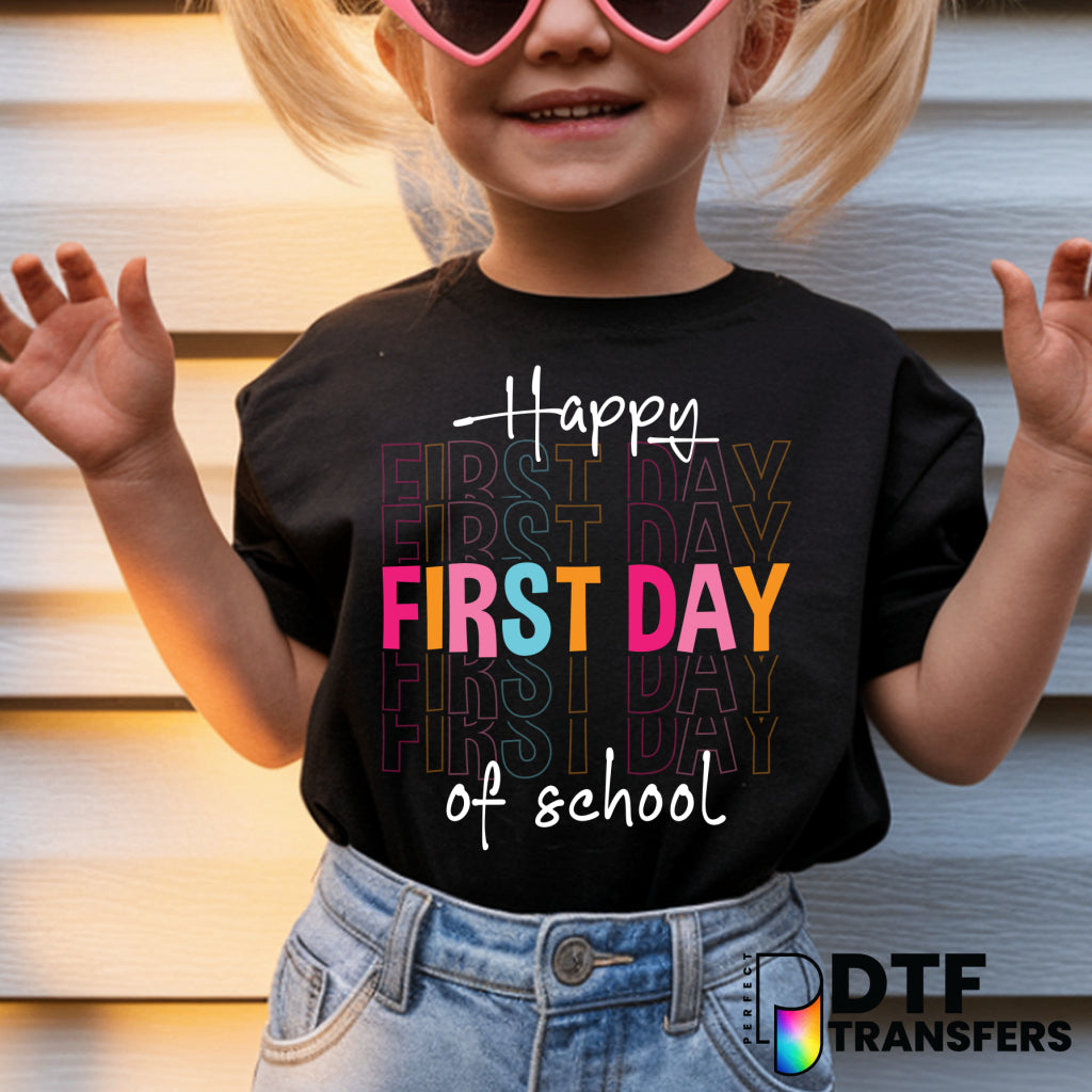 Colorful Happy First Day of School - Welcome Back to School – Teacher DTF Transfer