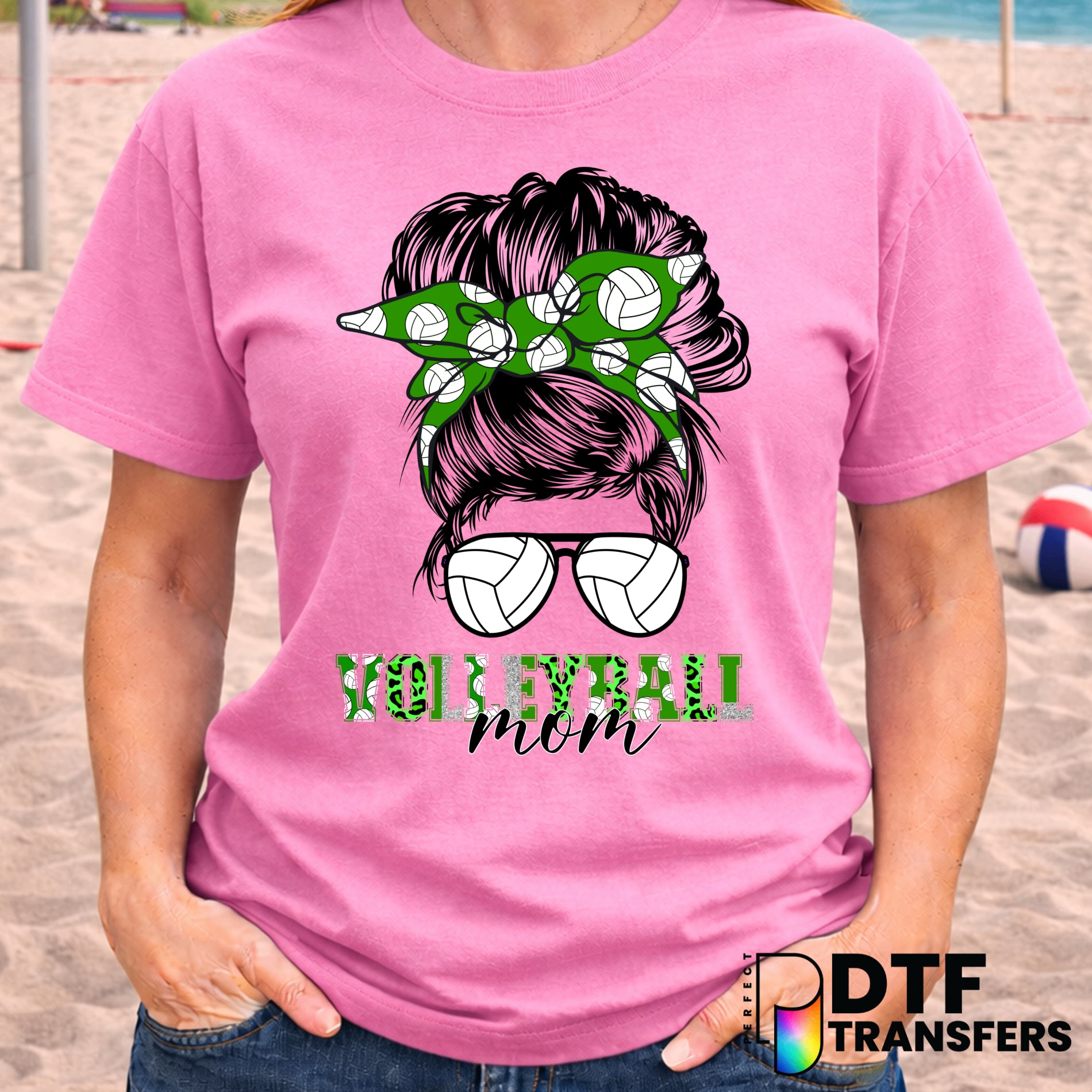 Volleyball Mom Hot Mess Messy Bun – Volleyball DTF Transfer