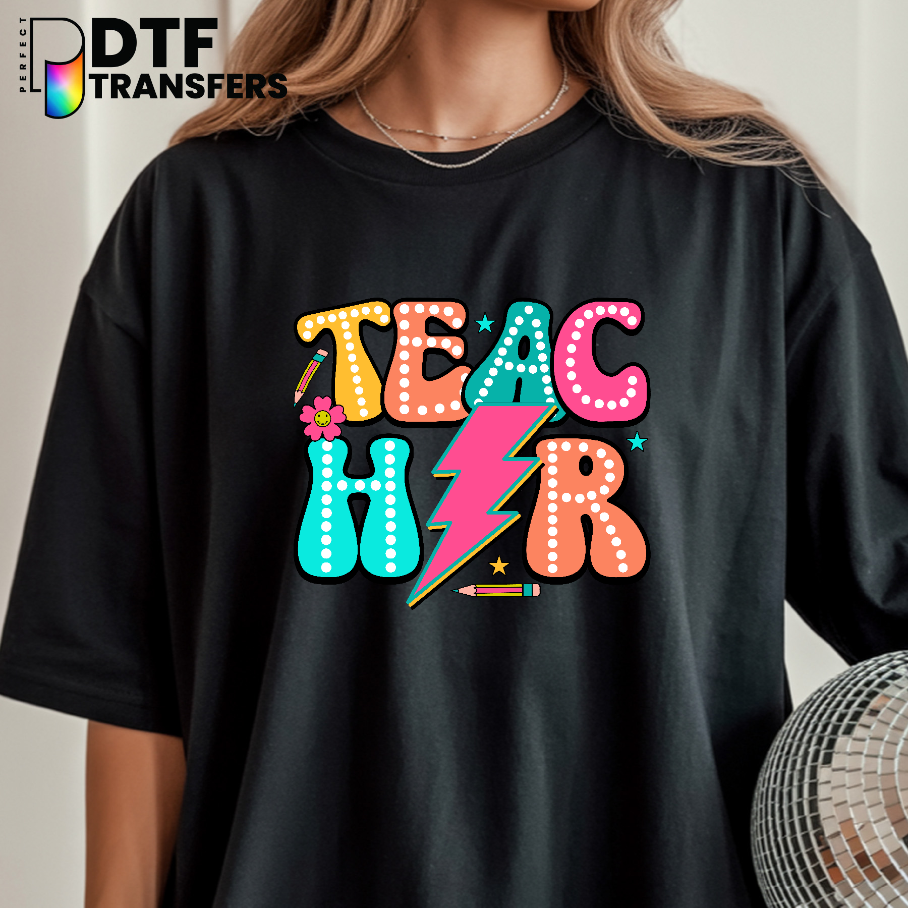 TEACHER Lightning Bolt – Teacher DTF Transfer