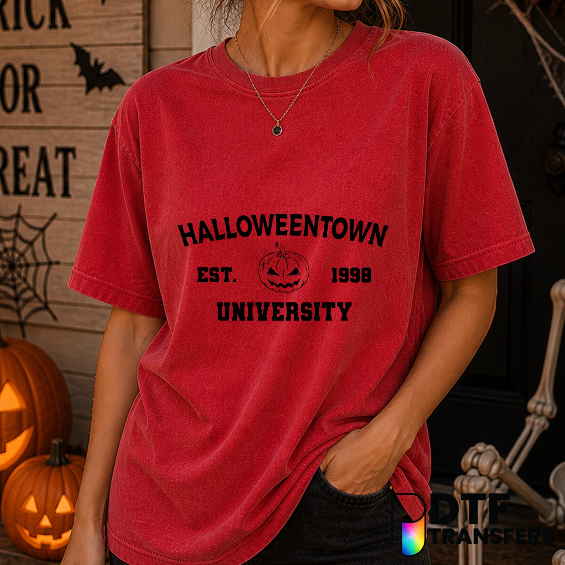 Halloweentown Varsity Pumpkin – Halloween DTF Transfer
