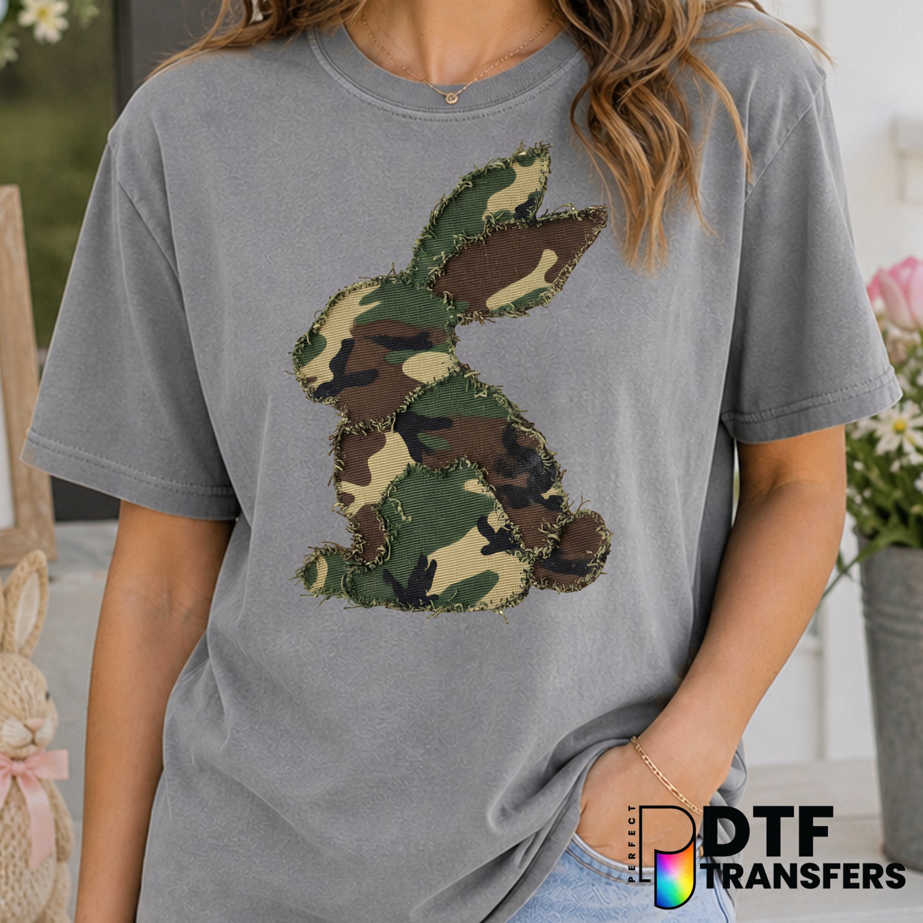 Camouflage Bunny – Easter DTF Transfer