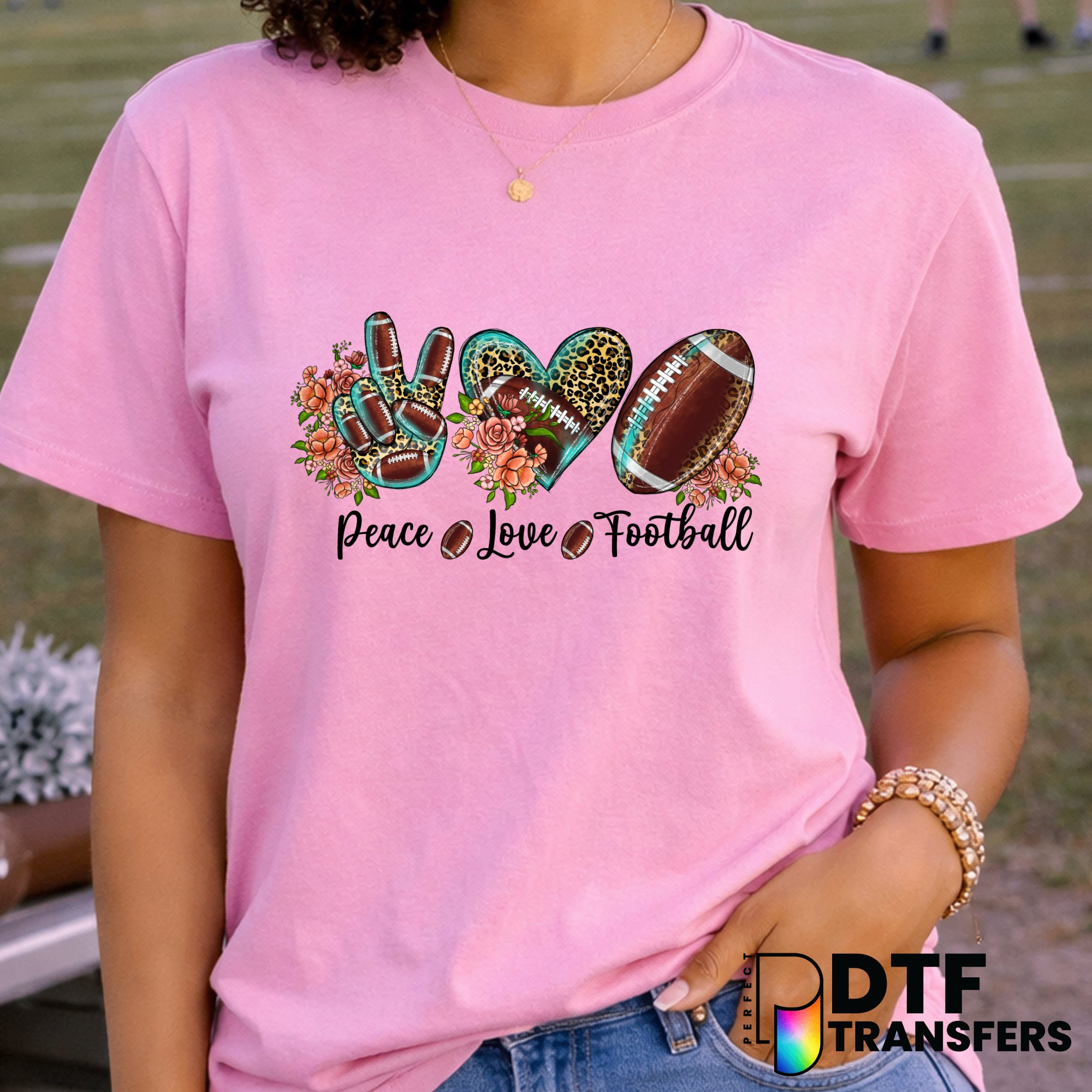 Peace Love and Football – Football DTF Transfer