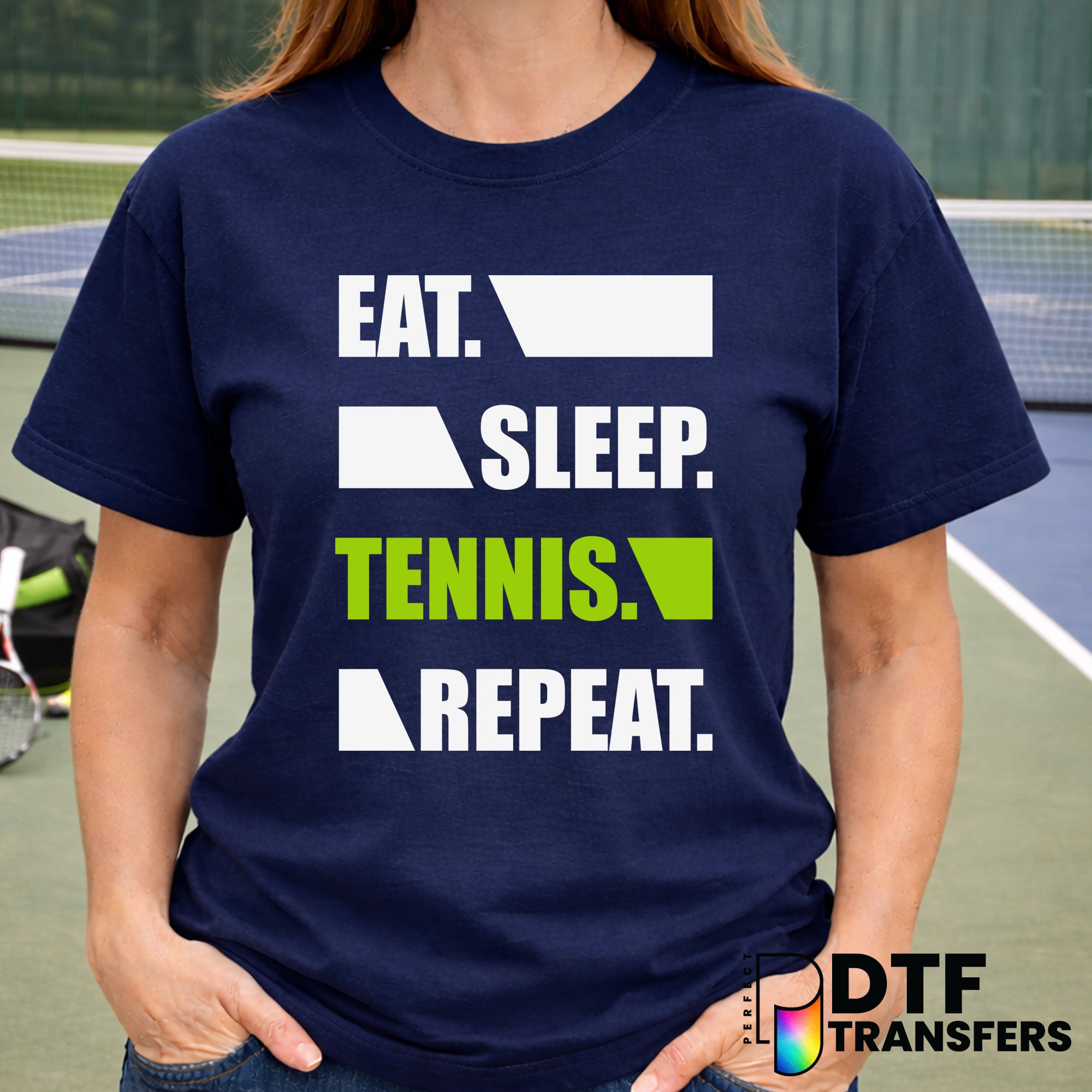 Eat Sleep Tennis Repeat – Tennis DTF Transfer