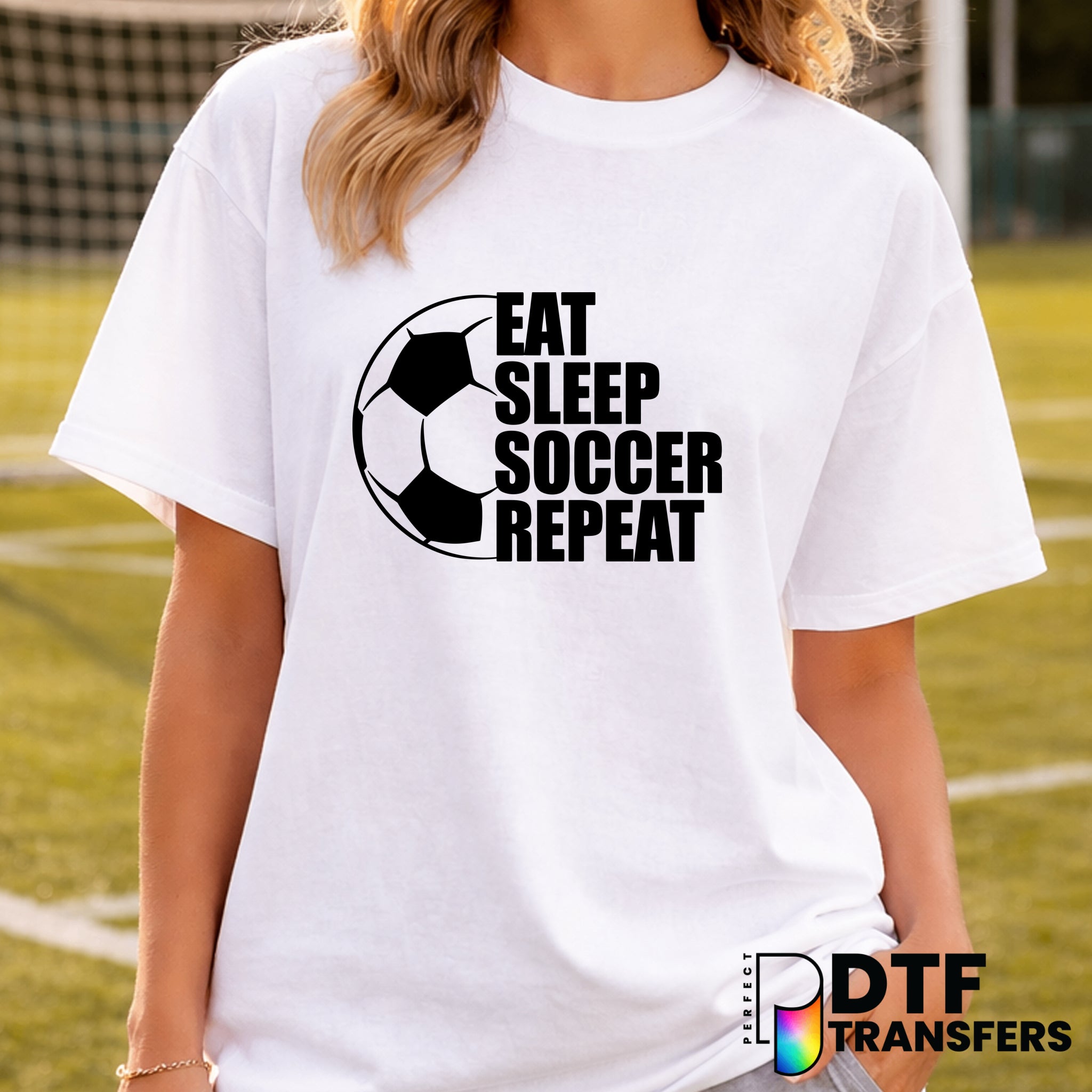 EAT SLEEP SOCCER REPEAT – Soccer DTF Transfer
