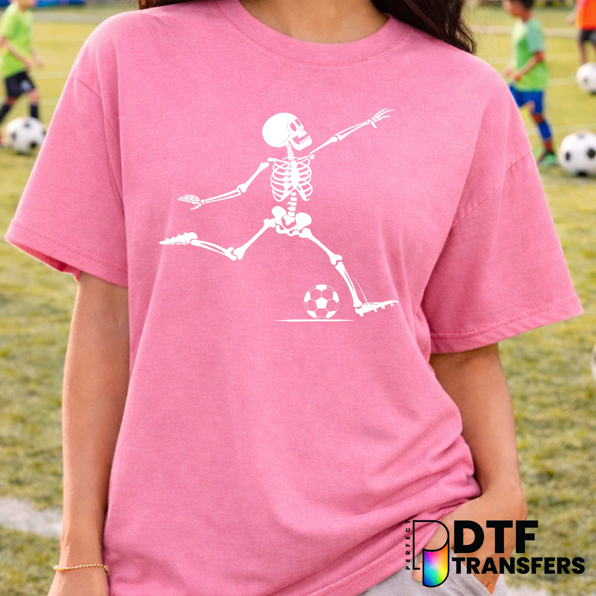 Skeleton Kicking Soccer Ball – Soccer DTF Transfer