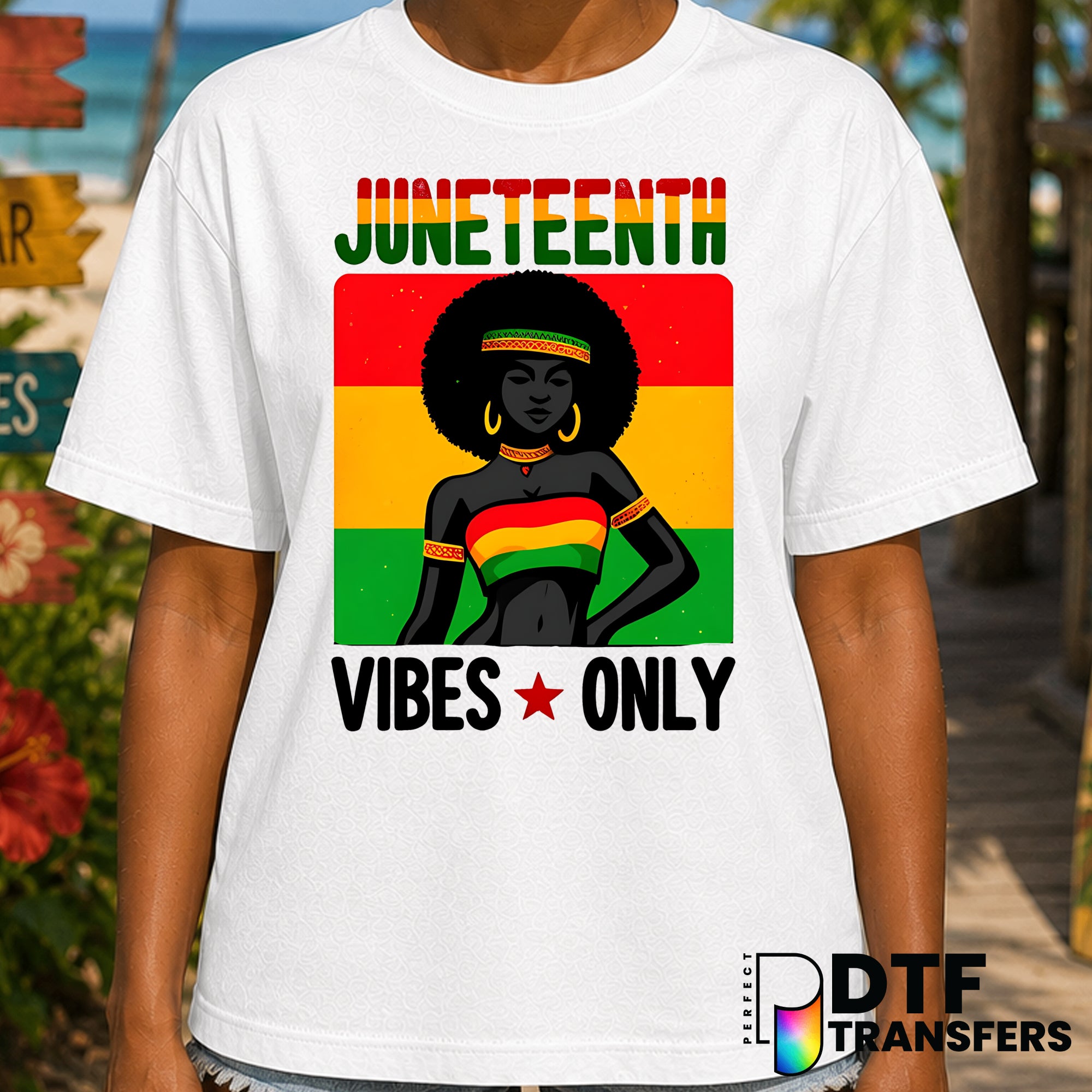 Juneteenth Vibes Only Black Queen – Black History Month DTF Transfer
