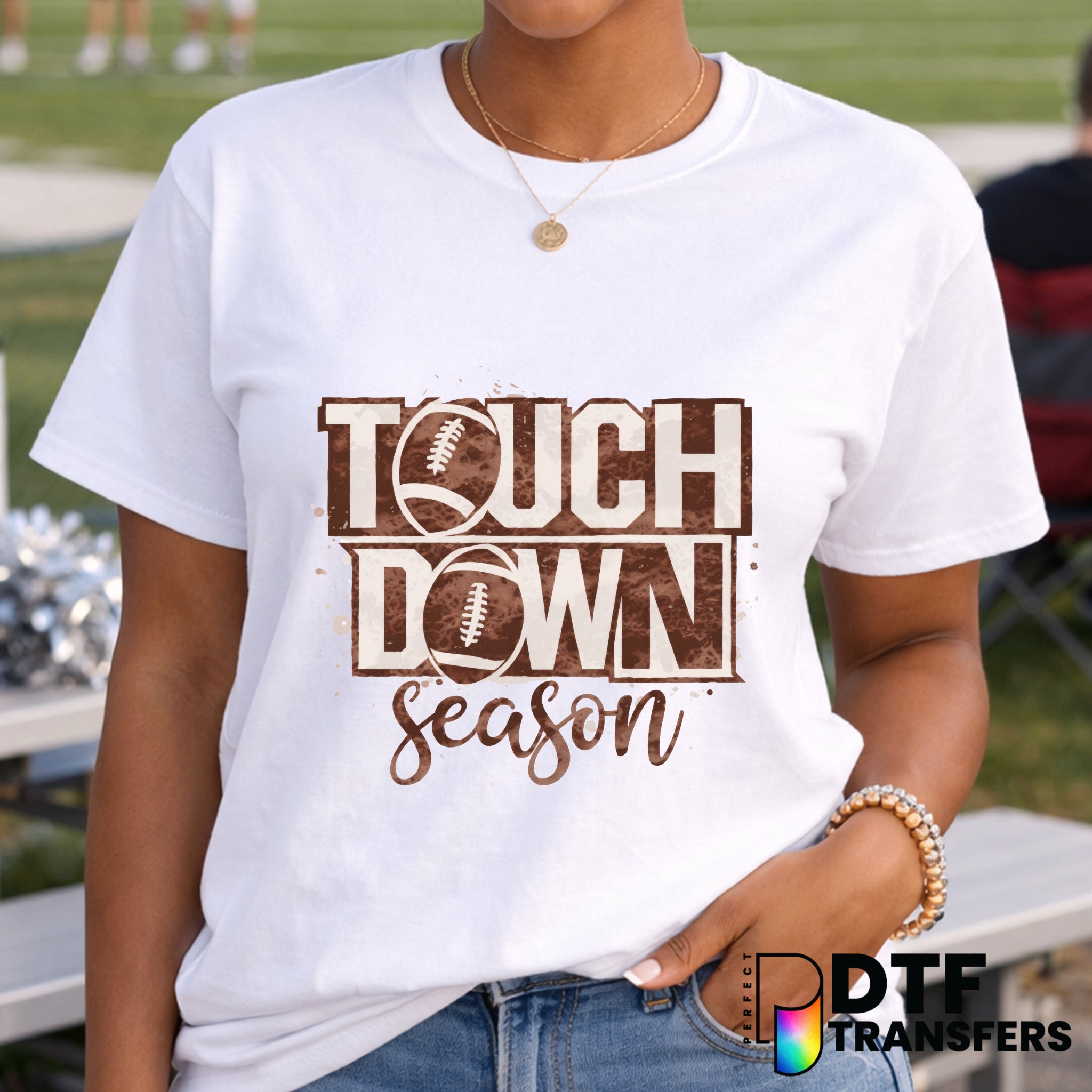 Touchdown Season Retro Watercolor Stack Football – DTF Transfer
