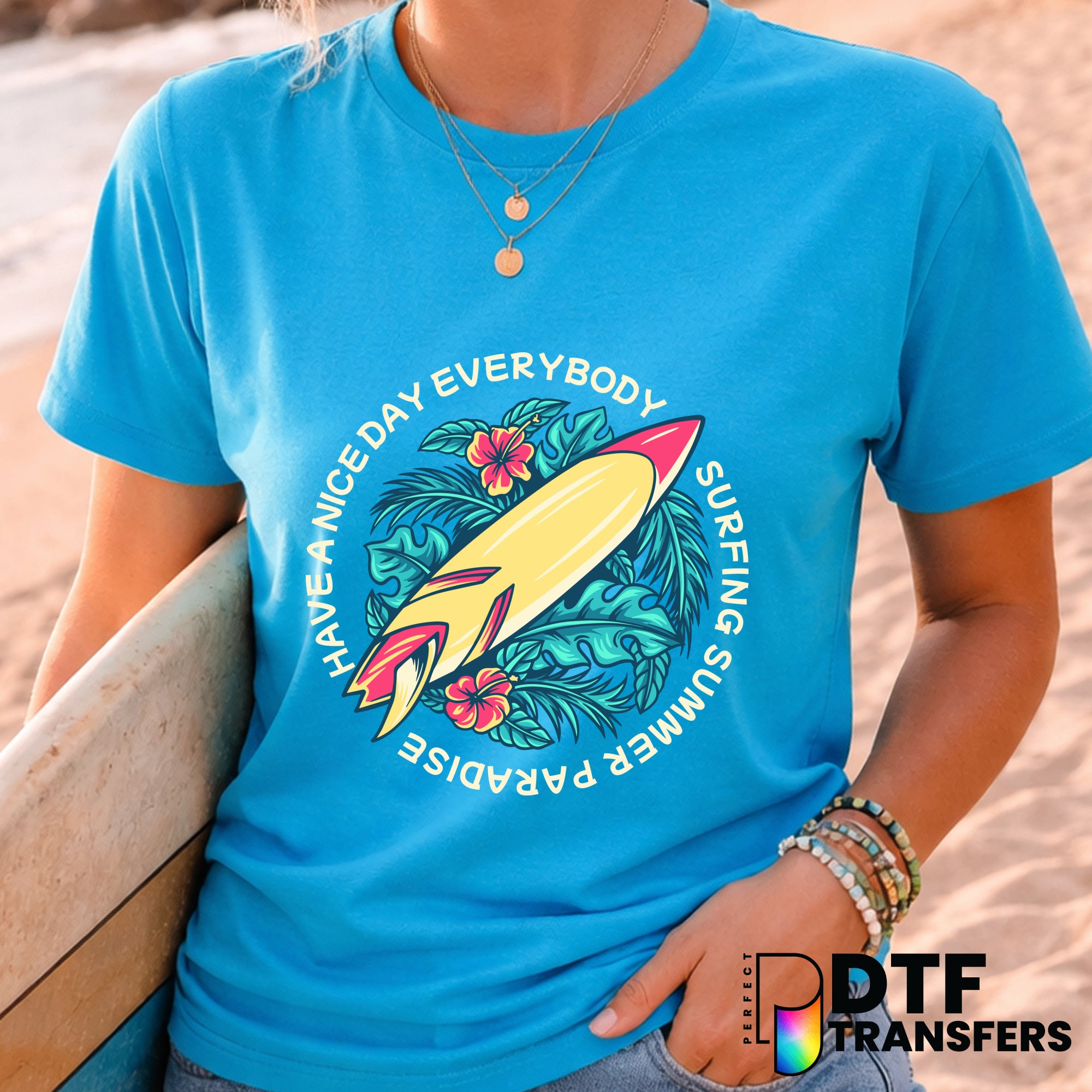 Summer Surfing Paradise – Surfing DTF Transfer
