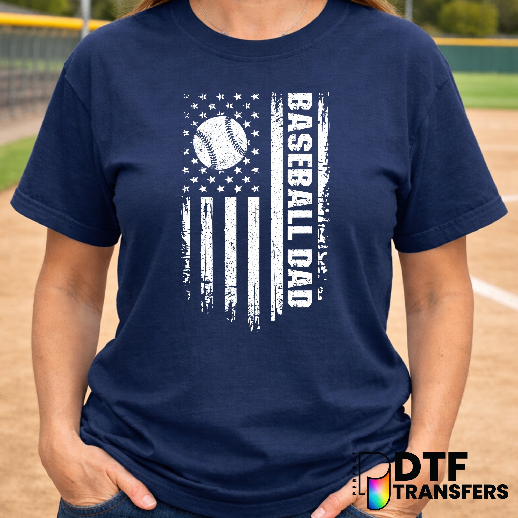 American Flag Softball Dad – Softball DTF Transfer