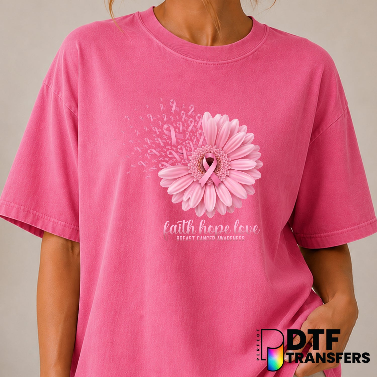 Faith Hope Love Breast Cancer Awareness – DTF Transfer (view 2 of 2) – by Perfect DTF Transfers – Premade DTF Transfers –...