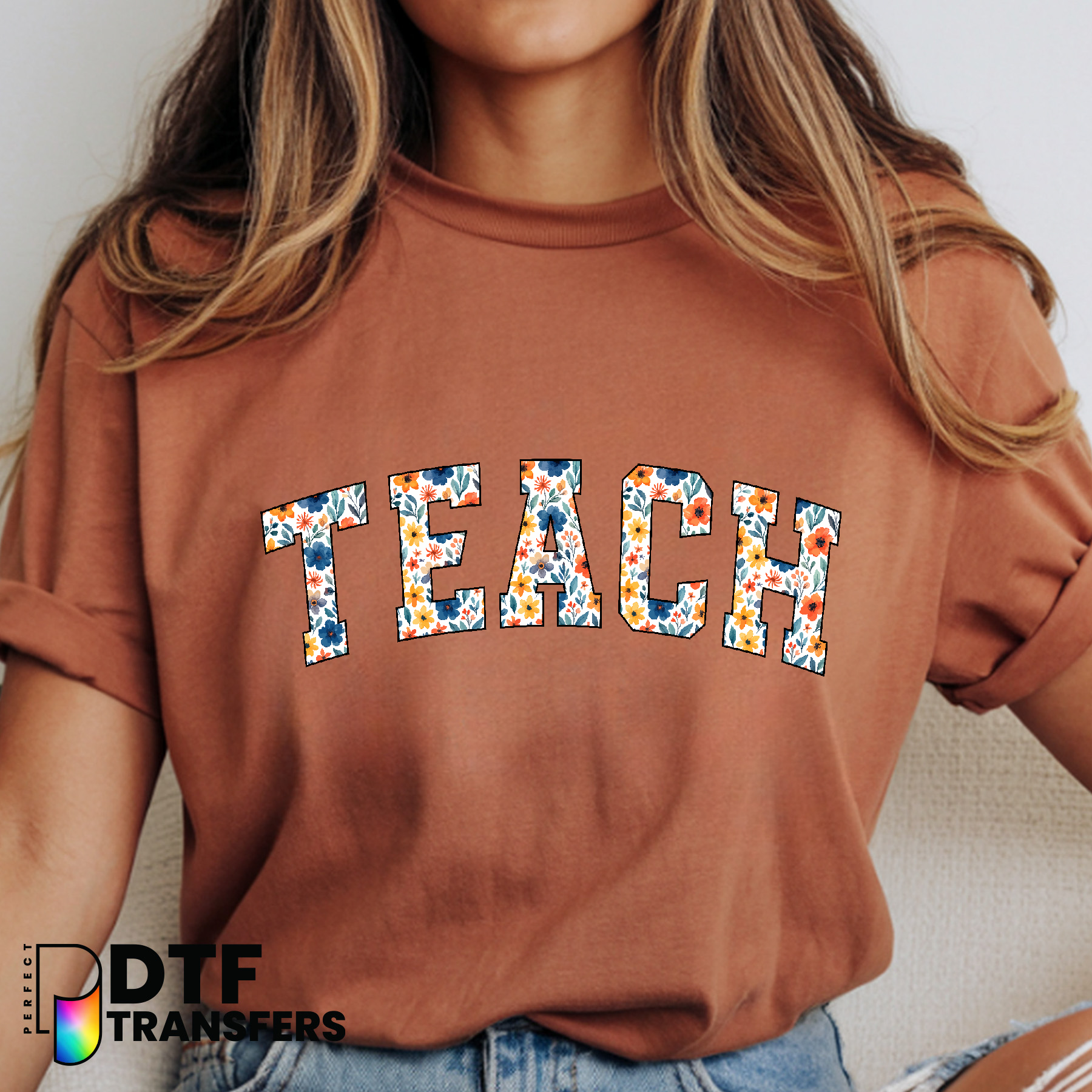 Teach Boho Floral Flower – Teacher DTF Transfer