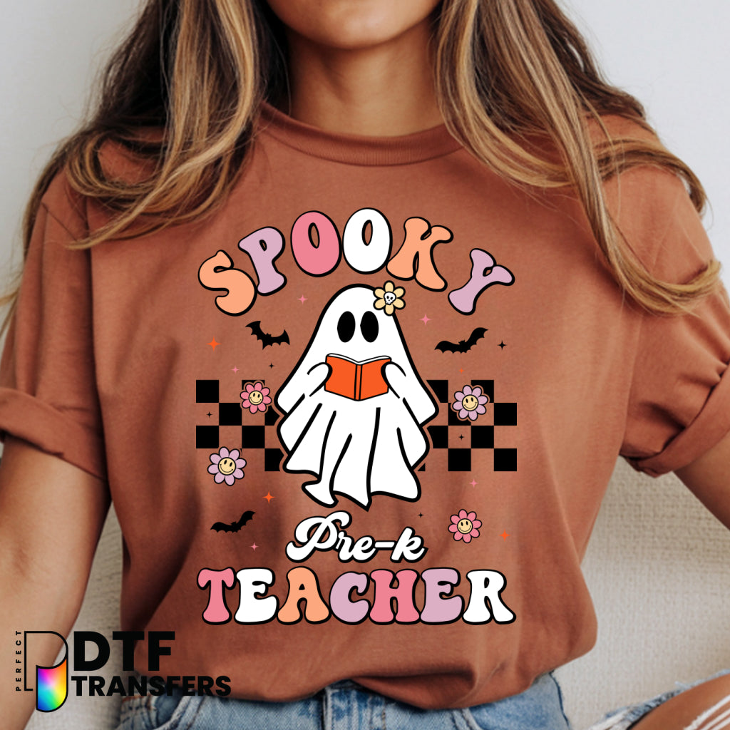 Spooky Pre-K Teacher Pre K Ghost – Teacher DTF Transfer