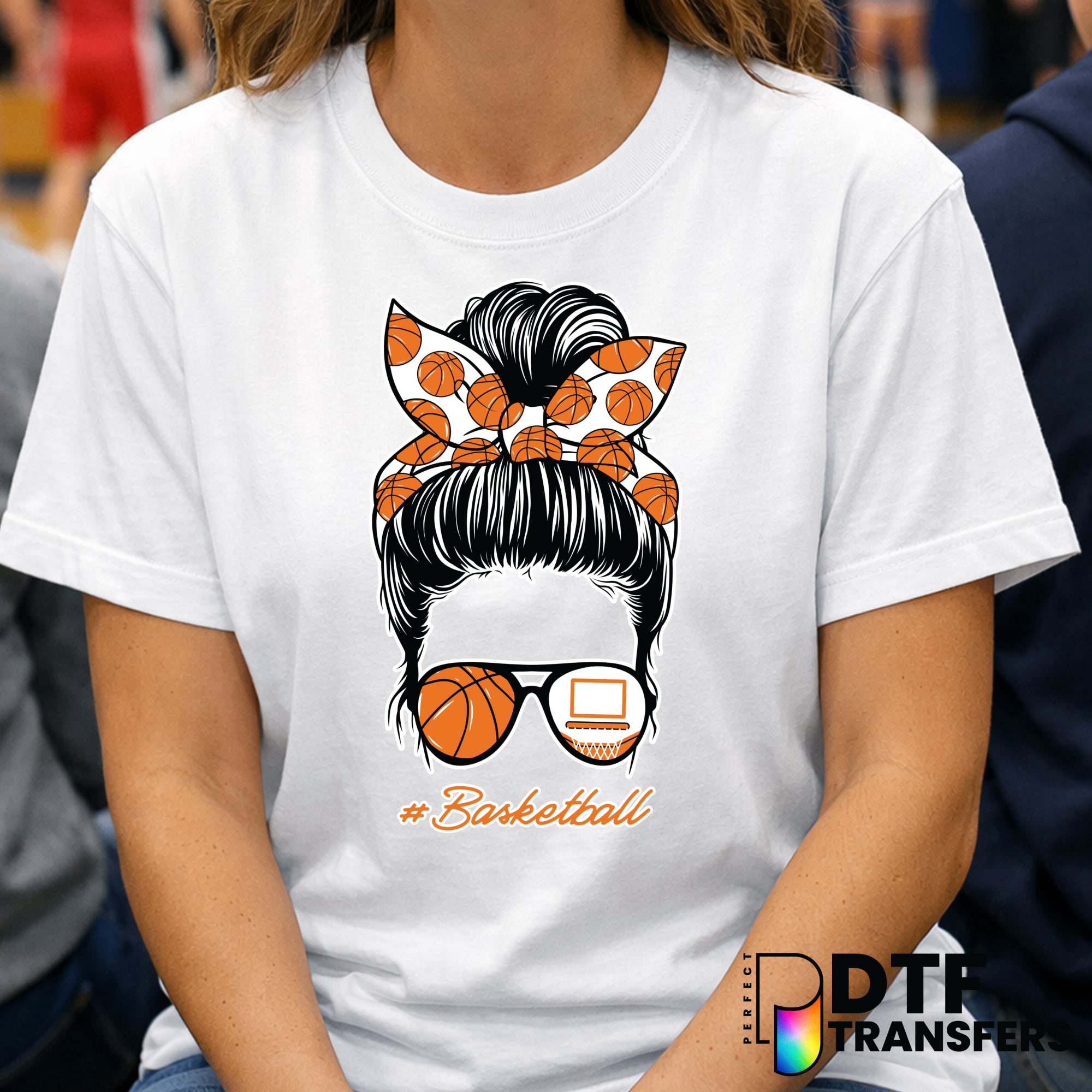 Messy Bun Basketball Mom – Basketball DTF Transfer