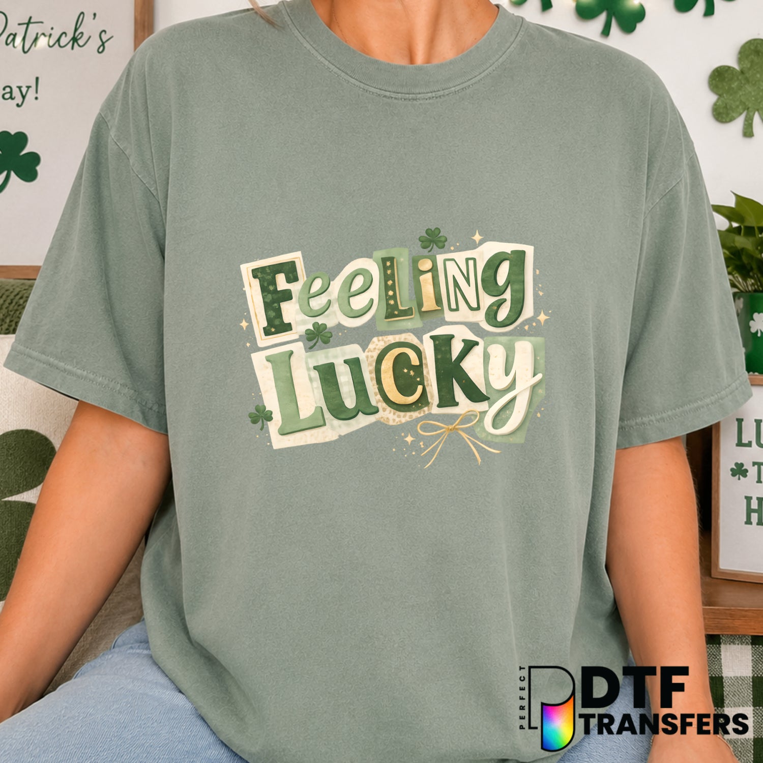 Feeling Lucky – St. Patrick's Day DTF Transfer (view 2 of 2) – by Perfect DTF Transfers – Premade DTF Transfers – St. Patr...