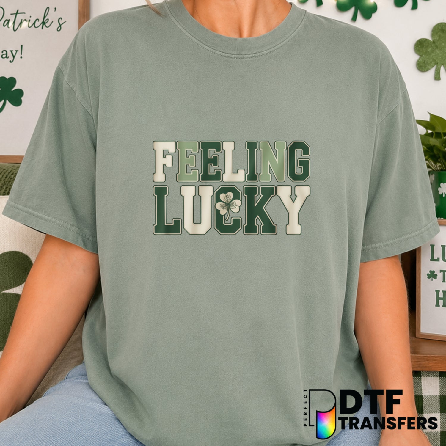 FEELING LUCKY – St. Patrick's Day DTF Transfer (view 2 of 2) – by Perfect DTF Transfers – Premade DTF Transfers – St. Patr...