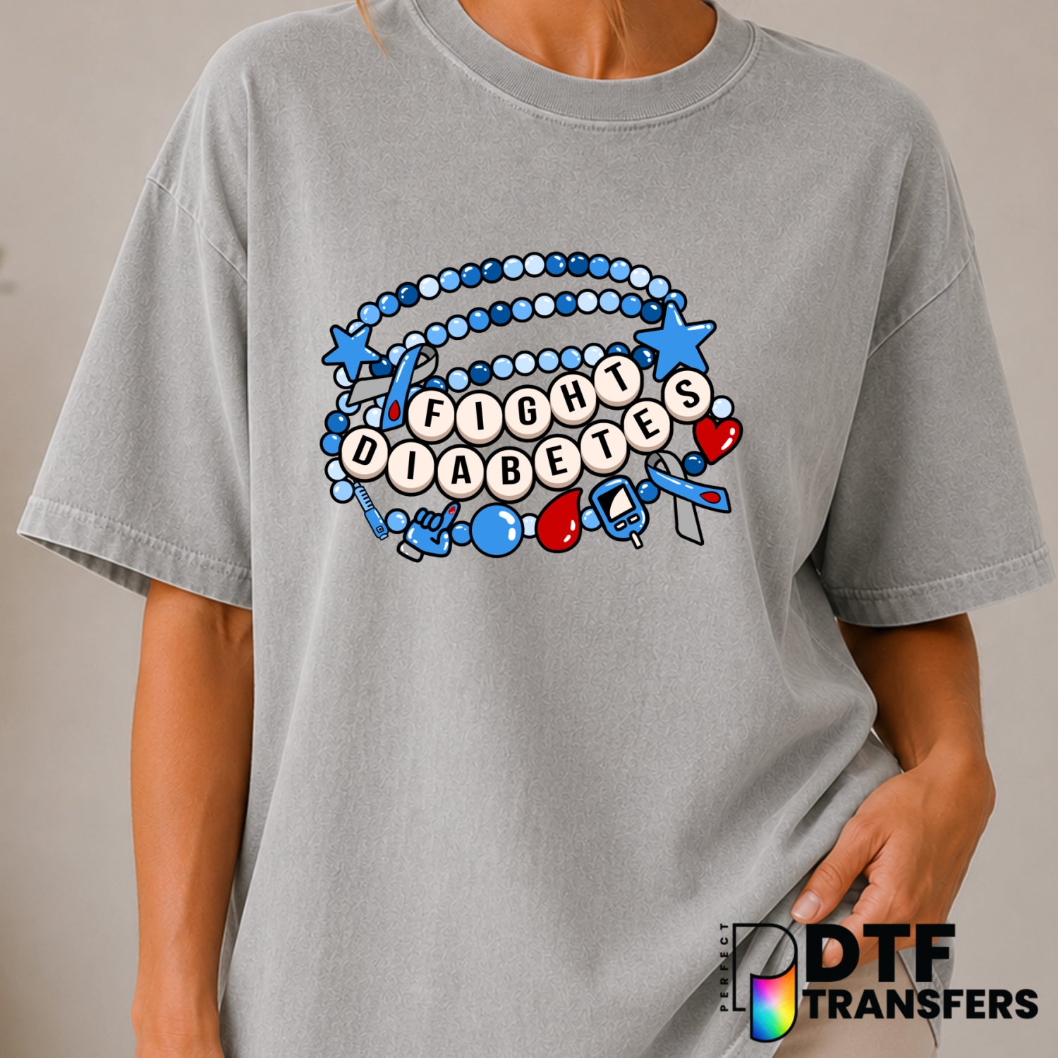 Fight Diabetes Diabetes Awareness Cute – Diabetes Awareness DTF Transfer (view 1 of 2) – by Perfect DTF Transfers – Premad...