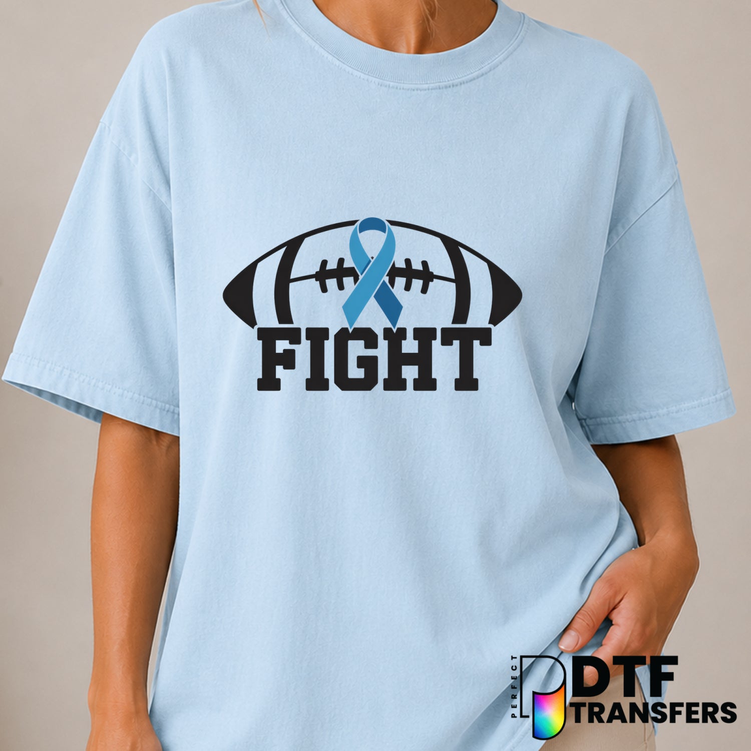 Fight Football Diabetes Awareness – DTF Transfer (view 2 of 2) – by Perfect DTF Transfers – Premade DTF Transfers – Diabet...