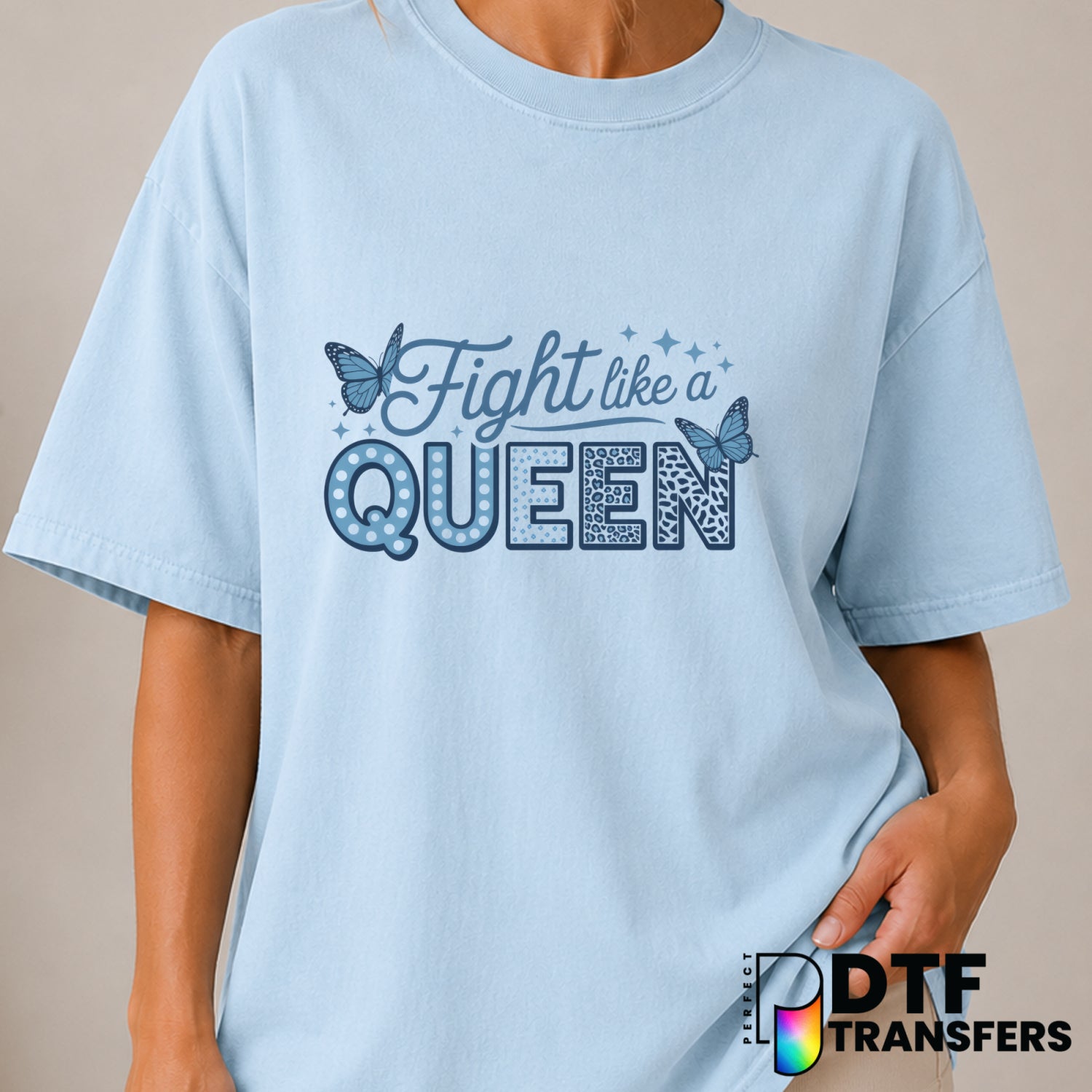 Fight Like A Queen Diabetes Awareness – DTF Transfer (view 1 of 2) – by Perfect DTF Transfers – Premade DTF Transfers – Di...