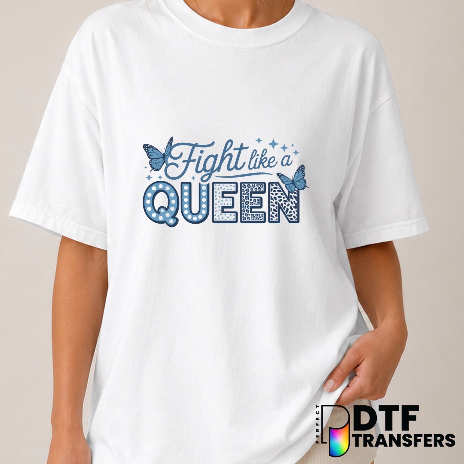 Fight Like A Queen Diabetes Awareness – DTF Transfer (view 2 of 2) – by Perfect DTF Transfers – Premade DTF Transfers – Di...