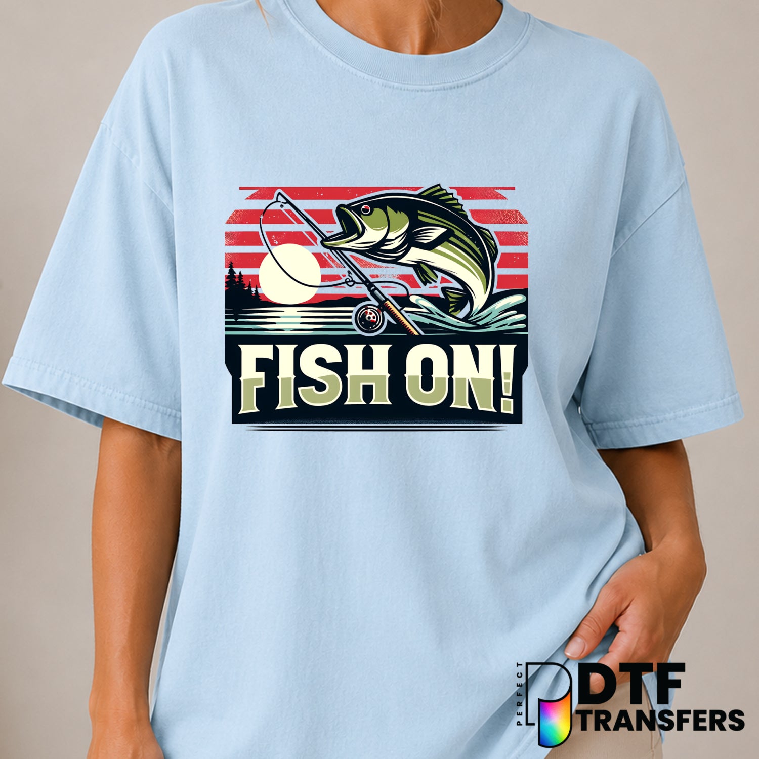 Fish On Bass Fishing – Fishing DTF Transfer (view 1 of 2) – by Perfect DTF Transfers – Premade DTF Transfers – Fishing, Ou...