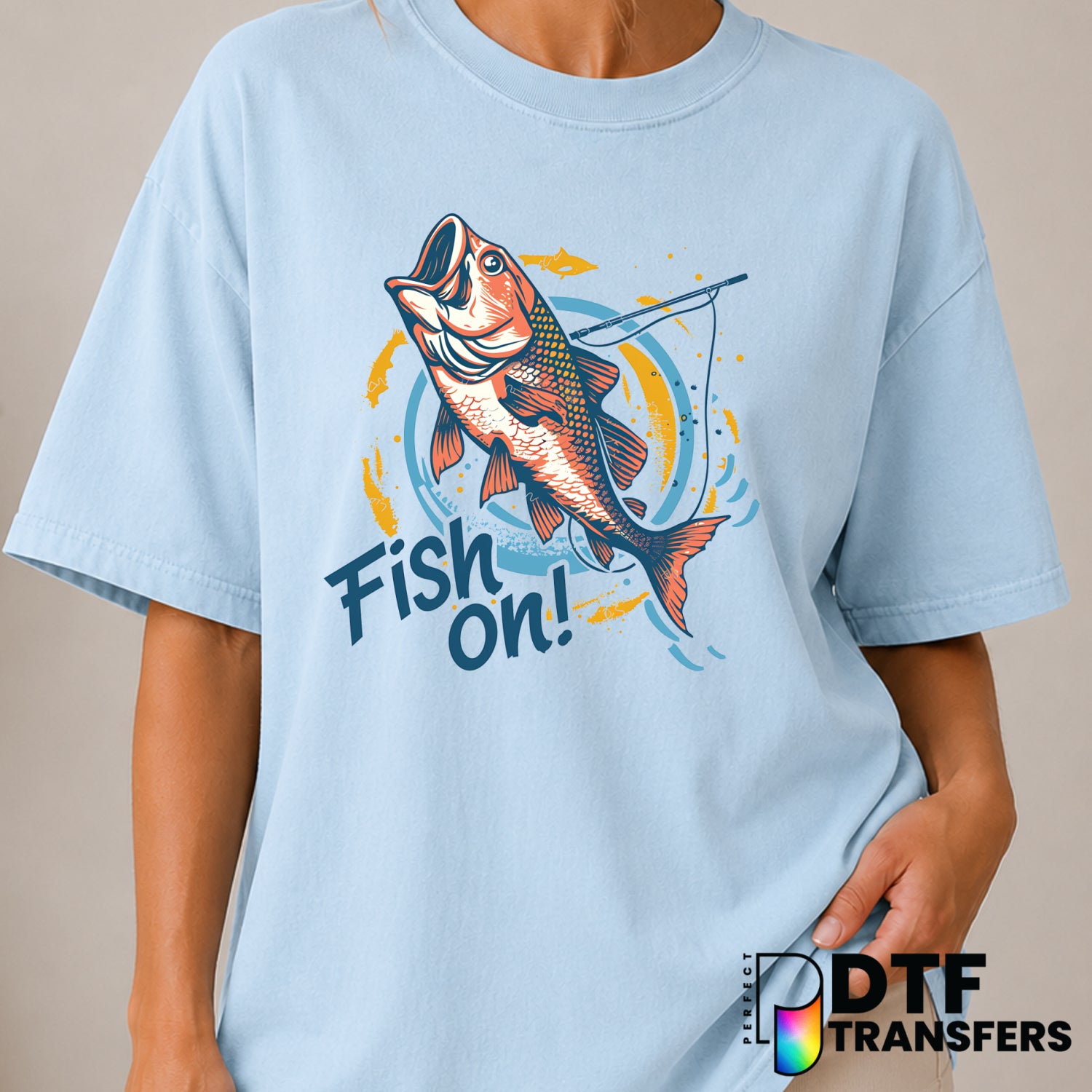 FISH ON – Fishing DTF Transfer (view 2 of 2) – by Perfect DTF Transfers – Premade DTF Transfers – Fishing, Outdoor