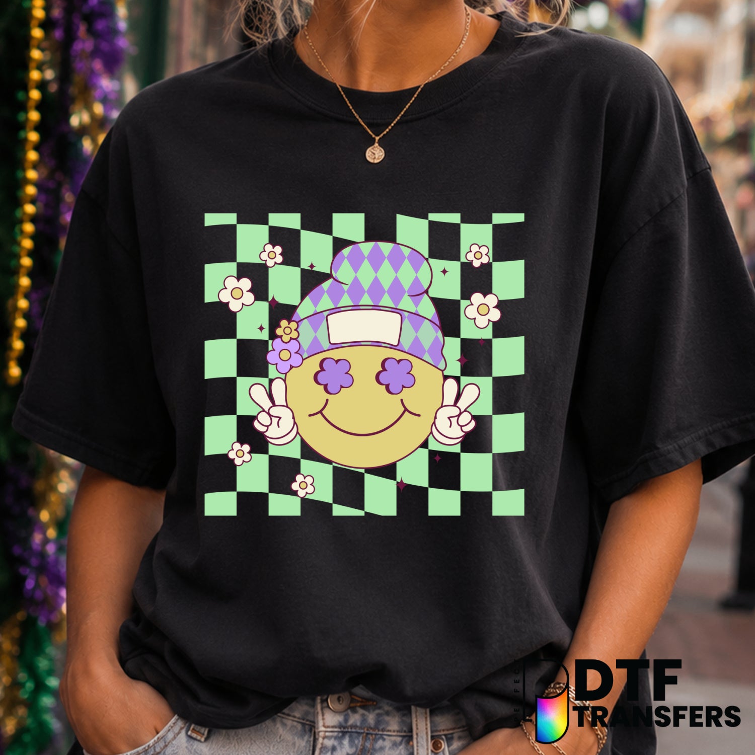 "GET DOWN WITH THE GOOD TIMES" – Mardi Gras DTF Transfer (view 1 of 2) – by Perfect DTF Transfers – Premade DTF Transfers...