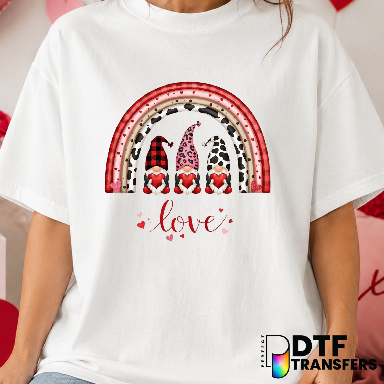 Gnome LOVE Valentine's Day – DTF Transfer (view 1 of 2) – by Perfect DTF Transfers – Premade DTF Transfers – Valentine's D...