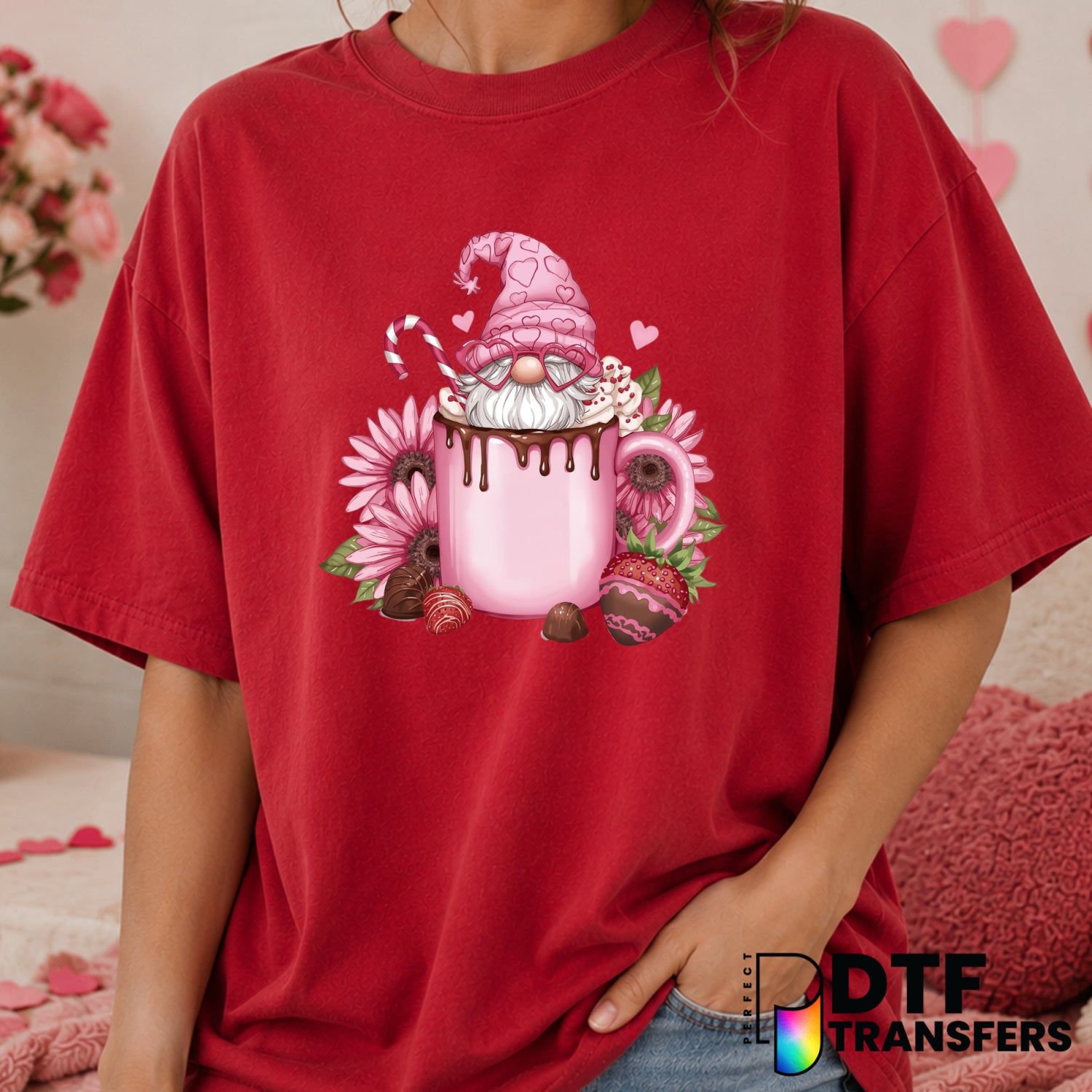 Gnome Sweet Gnome – Valentine's Day DTF Transfer (view 1 of 2) – by Perfect DTF Transfers – Premade DTF Transfers – Valent...