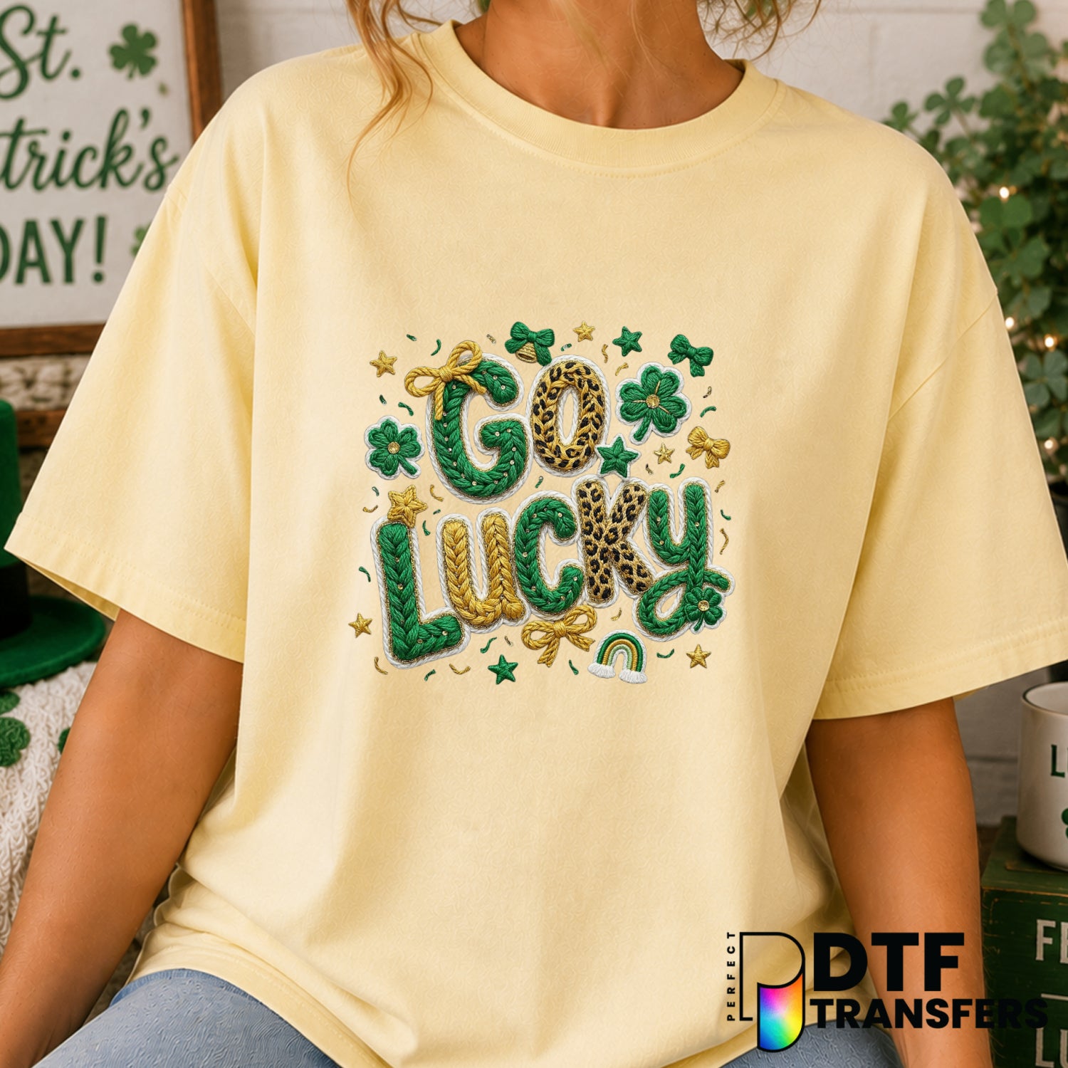 Go Lucky St. Patrick's Day DTF Transfer (view 1 of 2) – by Perfect DTF Transfers – Premade DTF Transfers – St. Patrick's D...